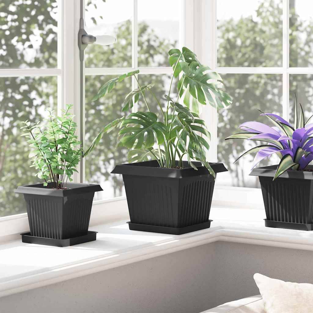 vidaXL Quadratischer Blumentopf 24 pcs Schwarz 23 x 23 x 17,5 cm