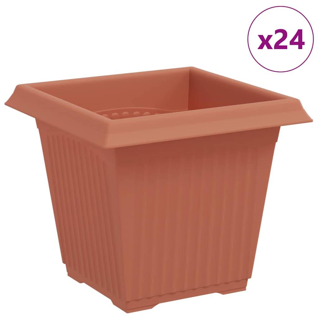 vidaXL Quadratischer Blumentopf 24 pcs Ziegelrot 16 x 16 x 14 cm