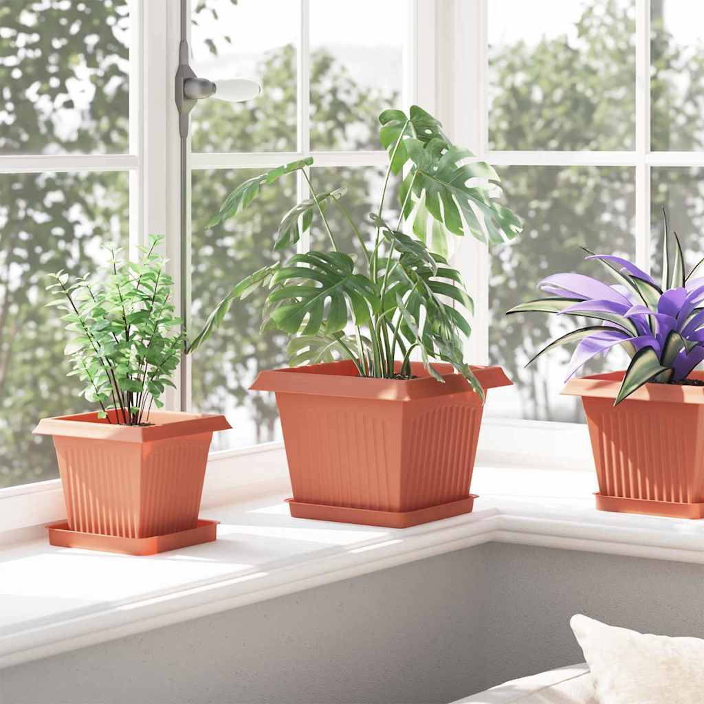 vidaXL Quadratisches Blumentablett 24 pcs Ziegelrot 18 x 18 x 2 cm