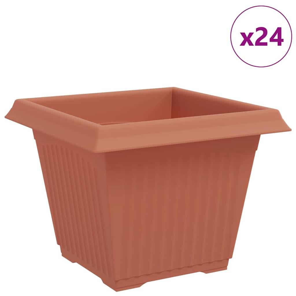 vidaXL Quadratischer Blumentopf 24 pcs Ziegelrot 28,5 x 28,5 x 22 cm
