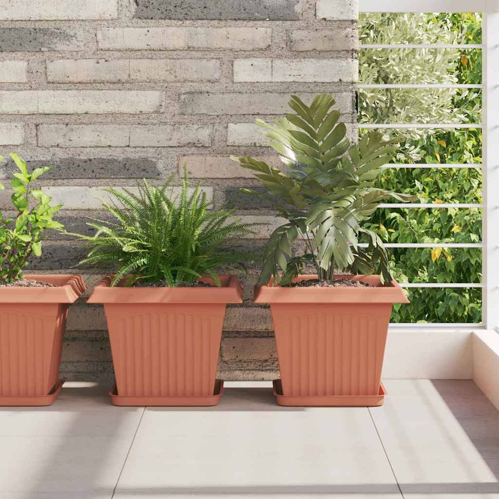 vidaXL Blumentöpfe 6 pcs Ziegelrot 28,5 x 28,5 x 22 cm Kunststoff