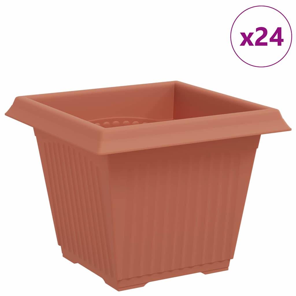 vidaXL Quadratischer Blumentopf 24 pcs Ziegelrot 33 x 33 x 26 cm