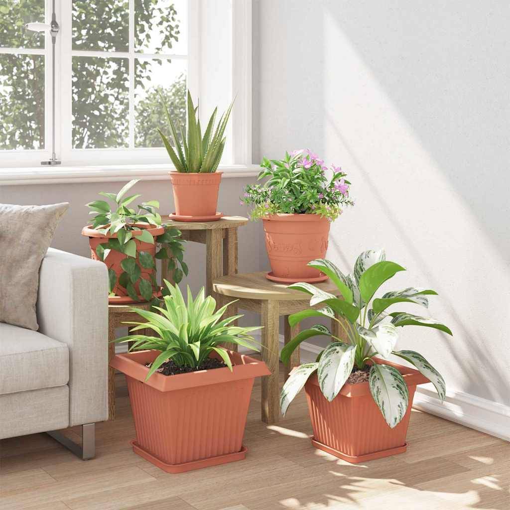 vidaXL Quadratischer Blumentopf 24 pcs Ziegelrot 33 x 33 x 26 cm