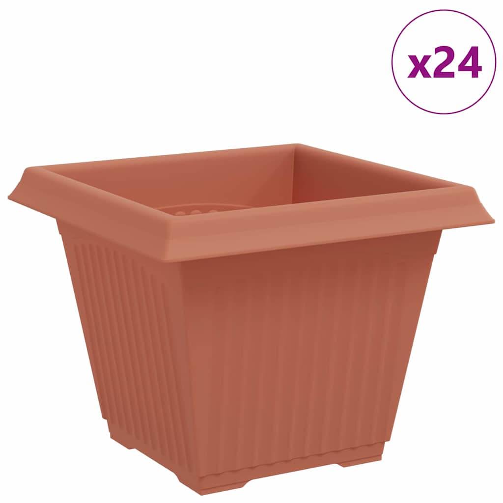 vidaXL Quadratischer Blumentopf 24 pcs Ziegelrot 38 x 38 x 30 cm