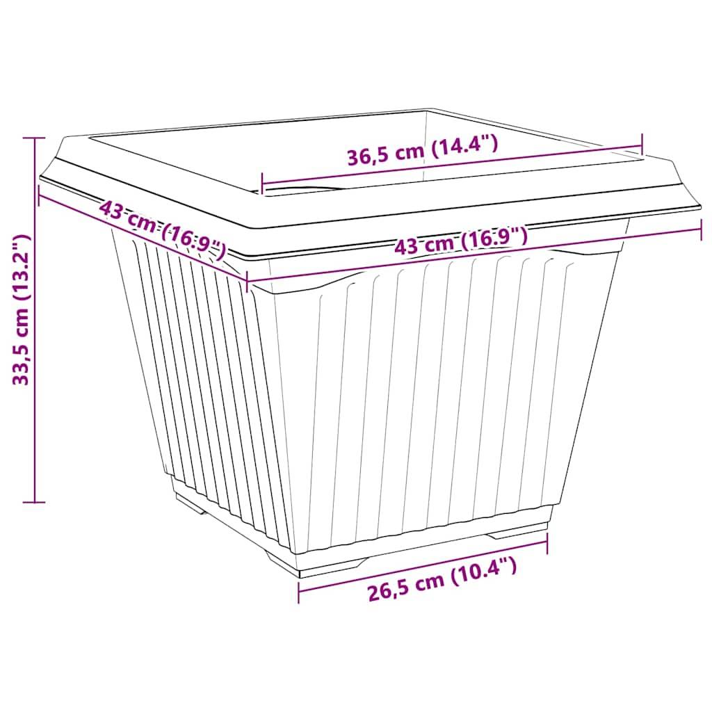 vidaXL Quadratischer Blumentopf 6 pcs Ziegelrot 43 x 43 x 33,5 cm