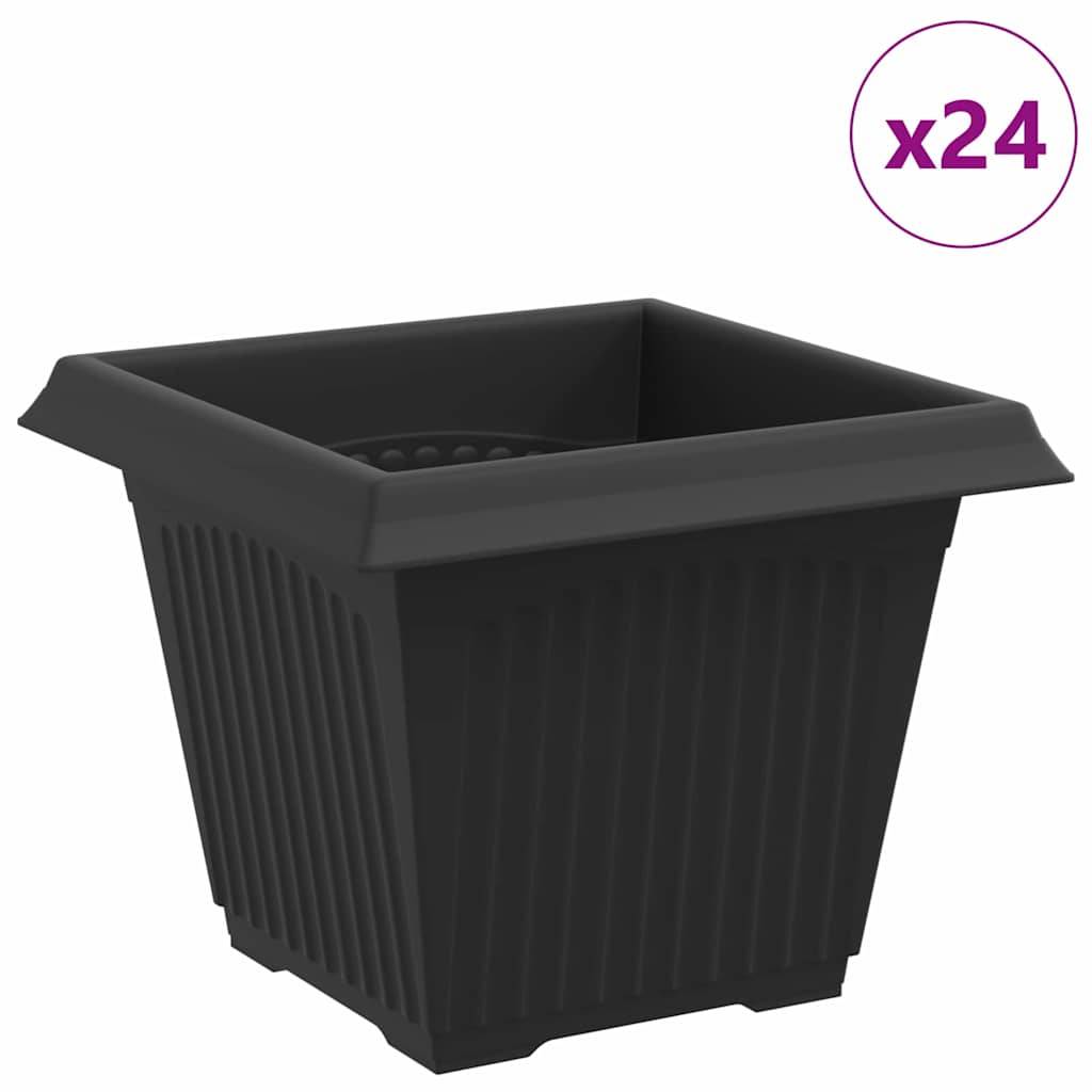 vidaXL Quadratischer Blumentopf 24 pcs Schwarz 33 x 33 x 26 cm