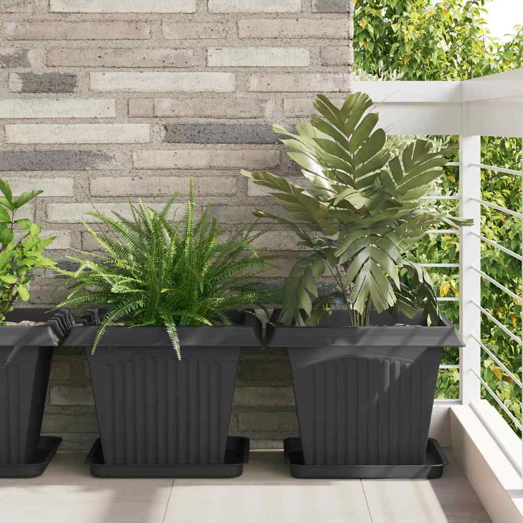 vidaXL Blumentöpfe 6 pcs Schwarz 43 x 43 x 33,5 cm Kunststoff