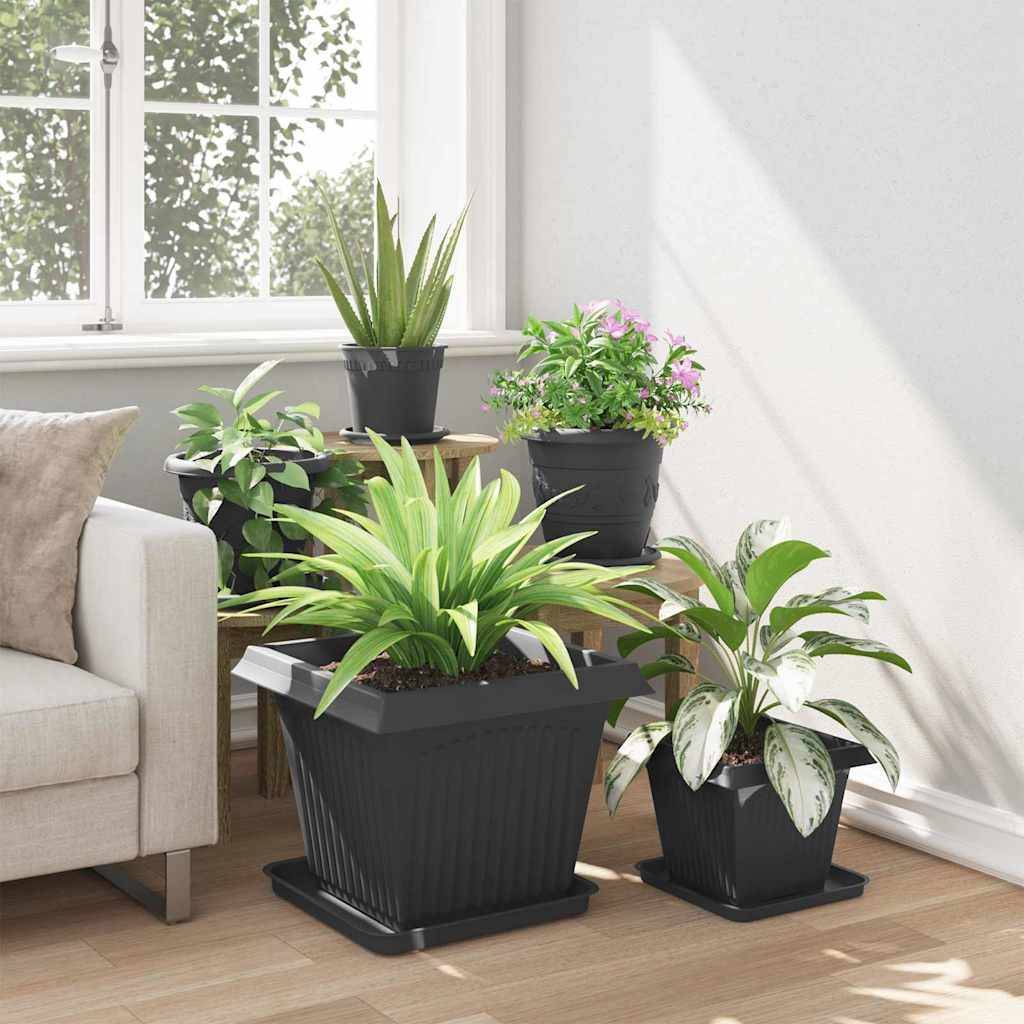 vidaXL Quadratisches Blumentablett 24 pcs Schwarz 36 x 36 x 2,5 cm