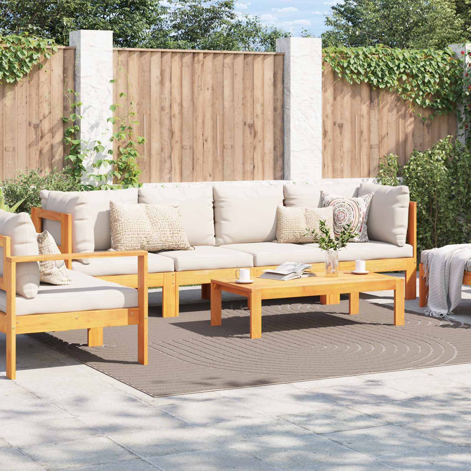 vidaXL Bereichsteppiche PALMERAS Beige 240 x 240 cm Polyester