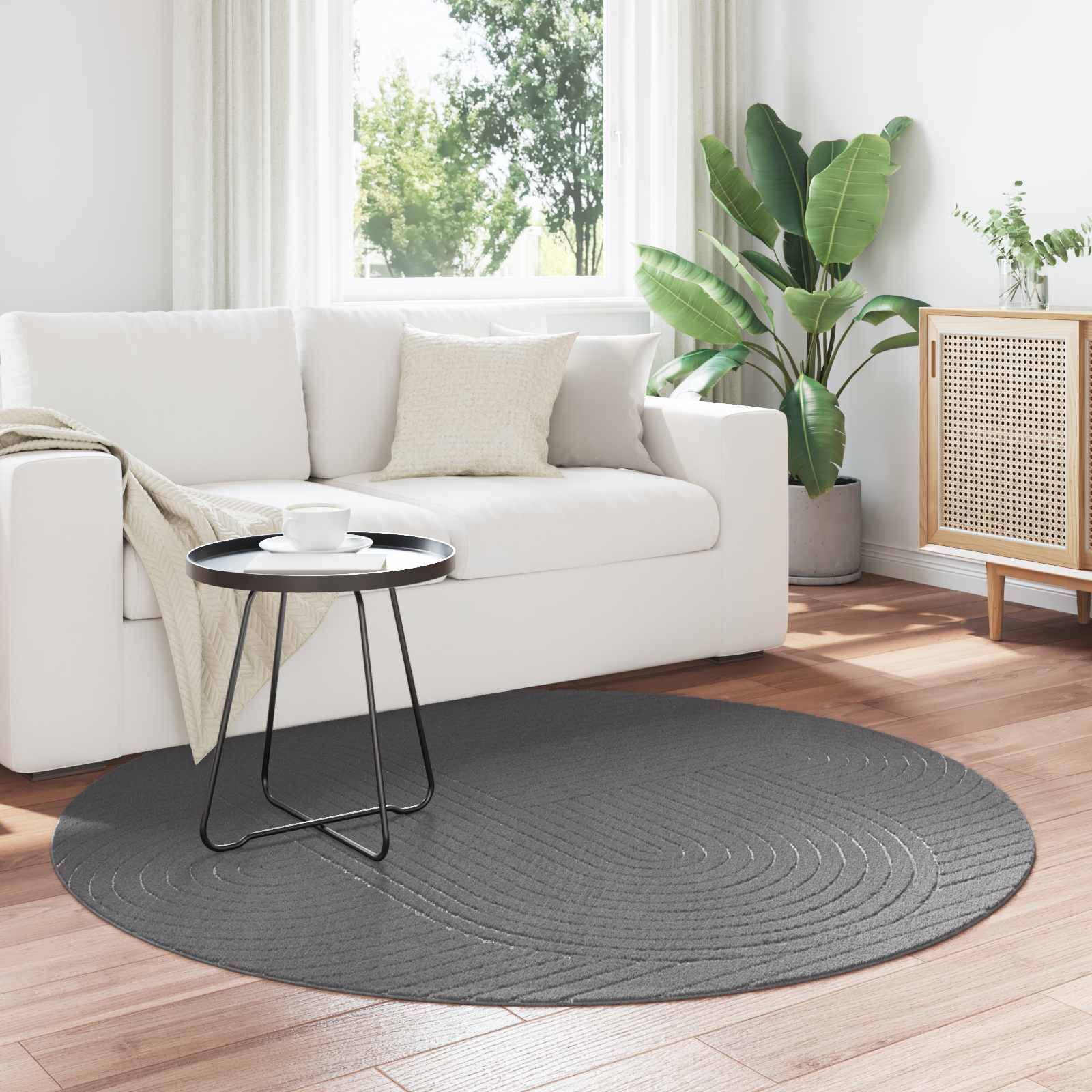 vidaXL Bereichsteppiche Rund PALMERAS Anthrazit Ø 160 CM Polyester