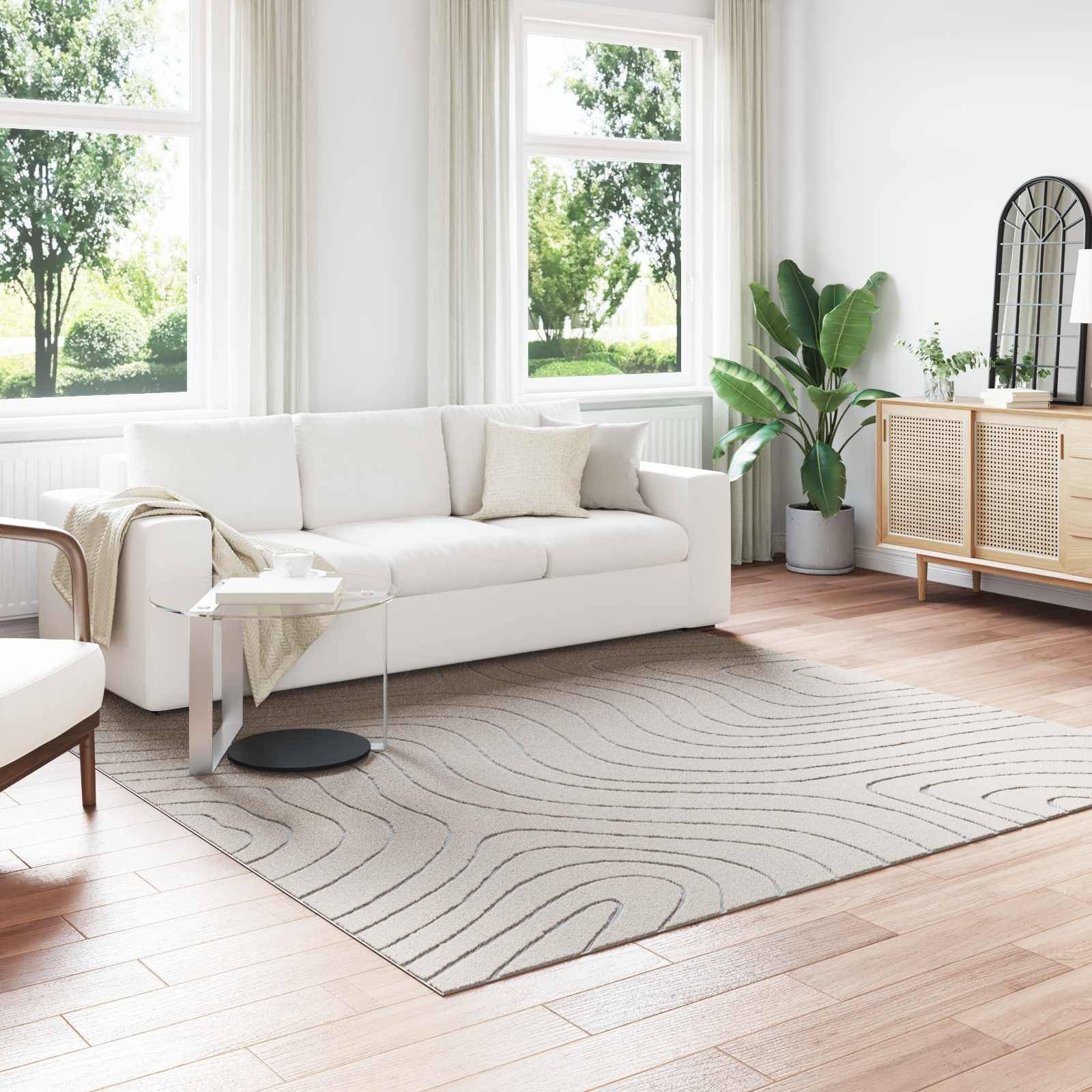 vidaXL Bereichsteppiche PALMERAS Creme 240 x 240 cm Polyester