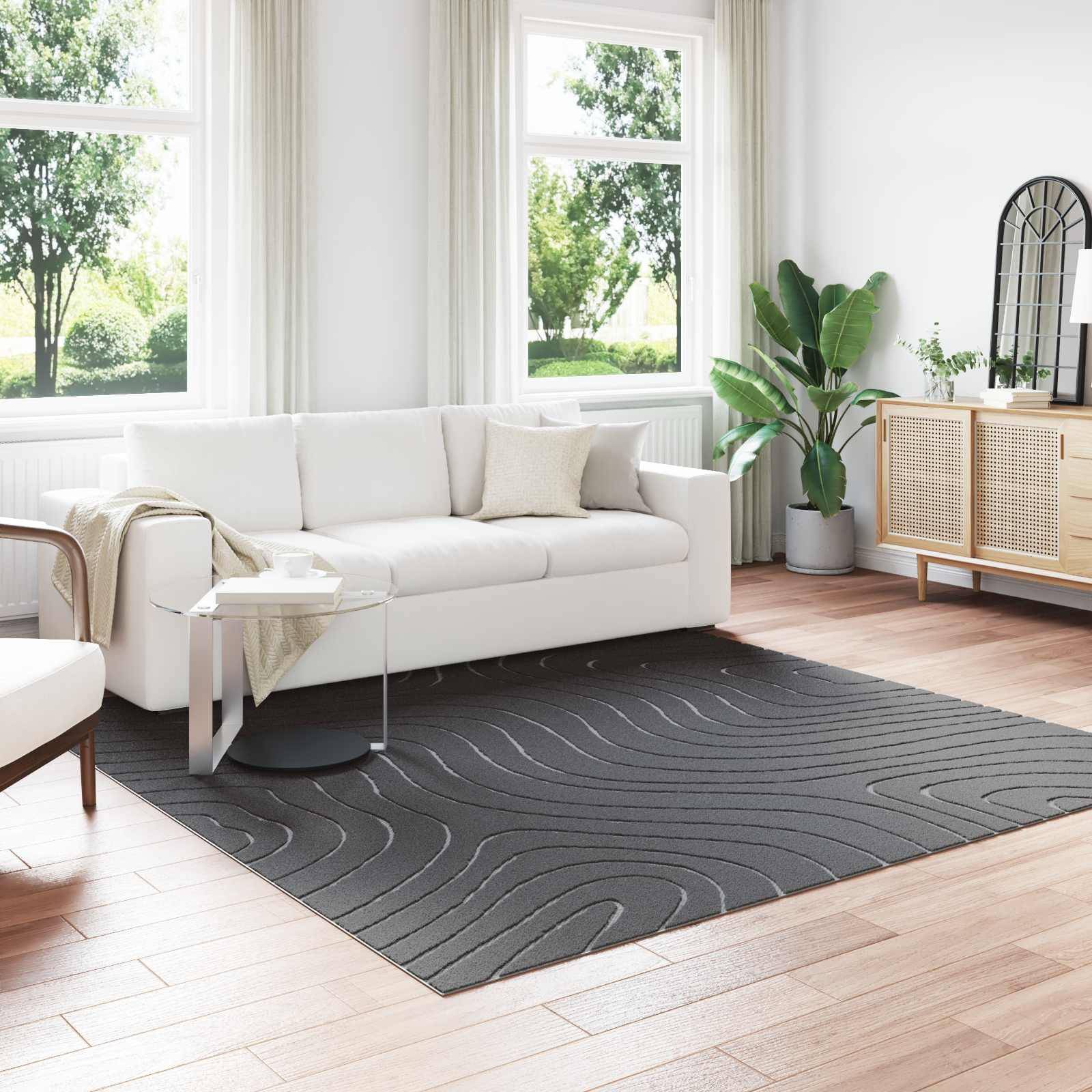 vidaXL Bereichsteppiche PALMERAS Anthrazit 240 x 240 cm Polyester