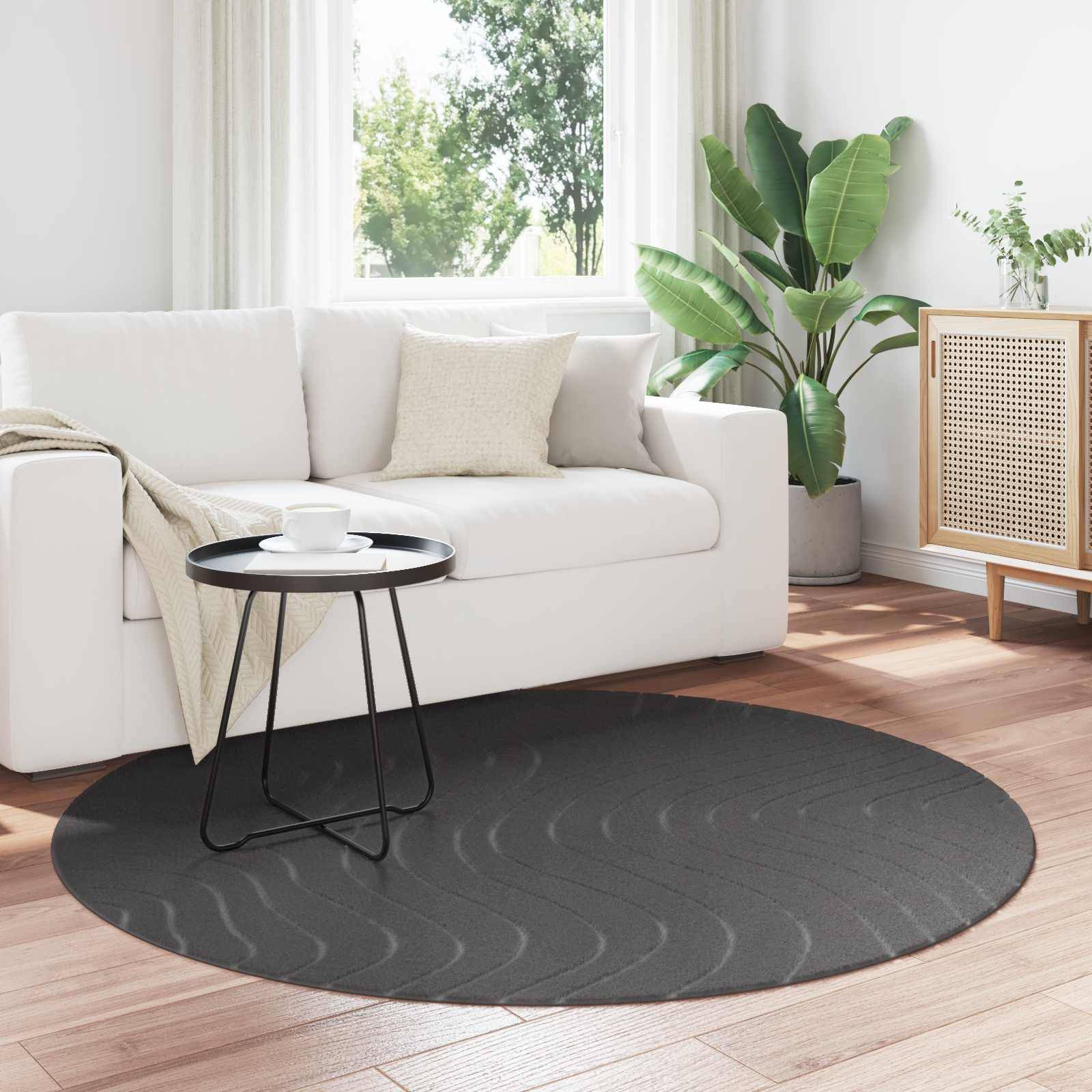 vidaXL Bereichsteppiche Rund PALMERAS Anthrazit Ø 200 CM Polyester