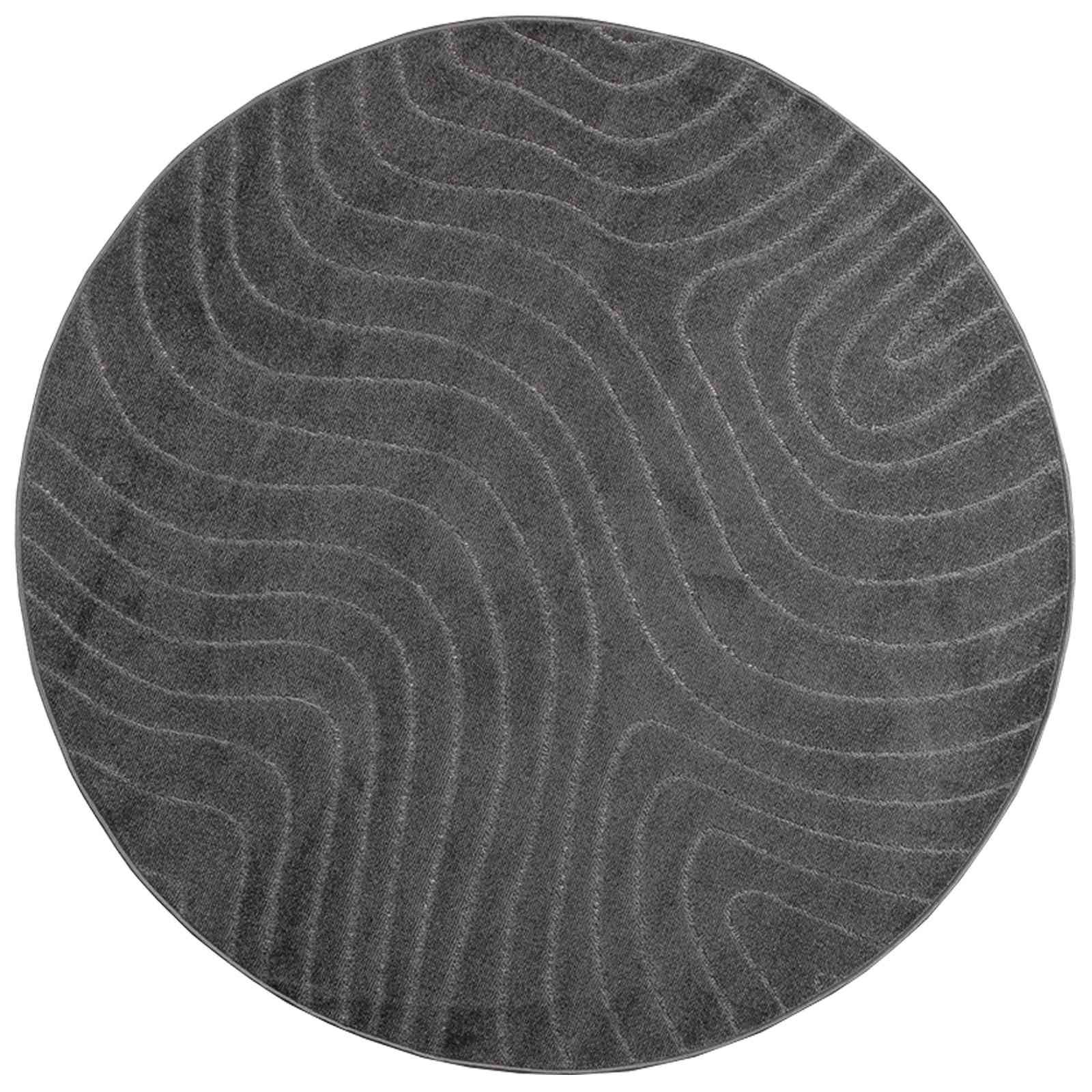 vidaXL Bereichsteppiche Rund PALMERAS Anthrazit Ø 200 CM Polyester