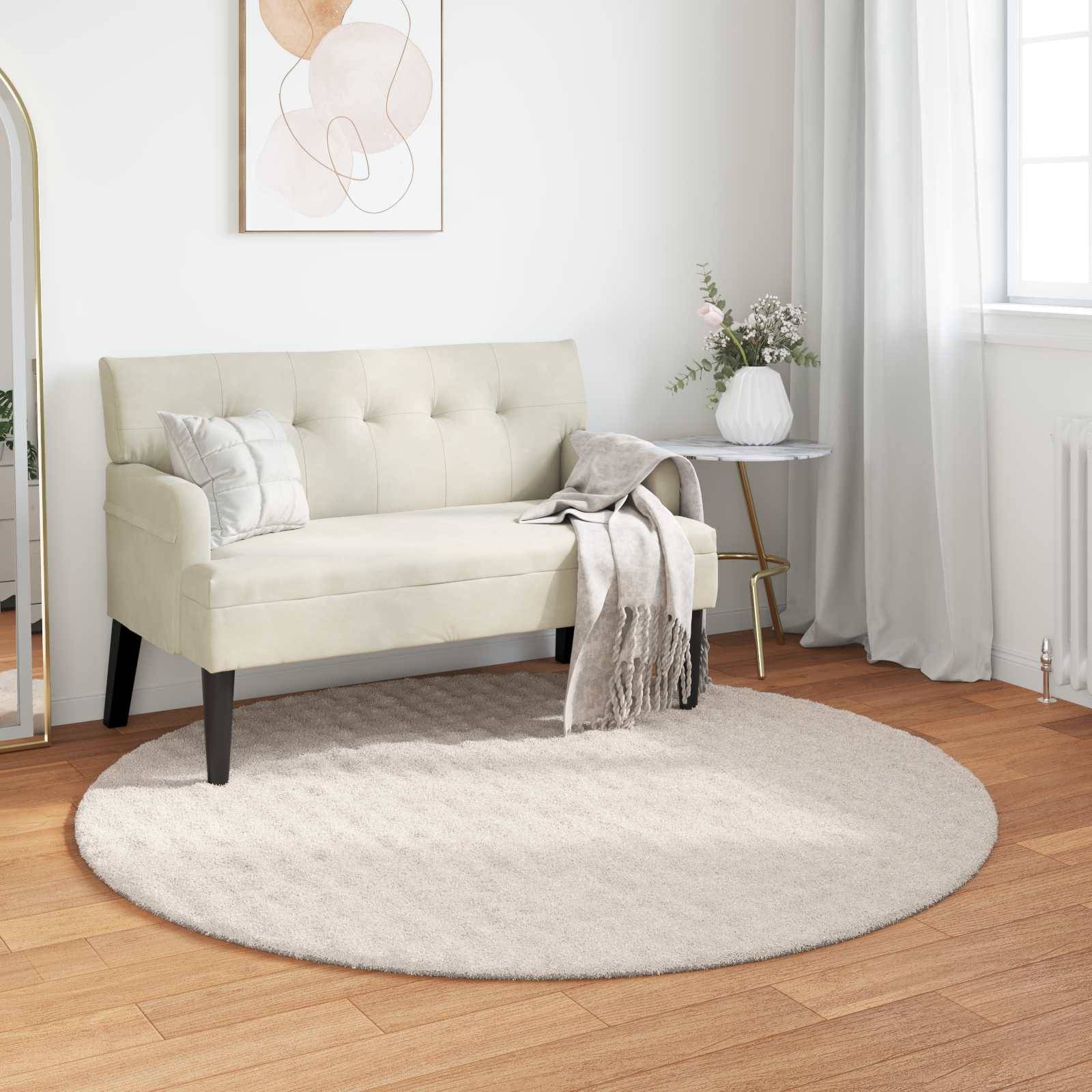 vidaXL Bereichsteppiche Rund SIROLO Beige Ø 200 CM Polyester