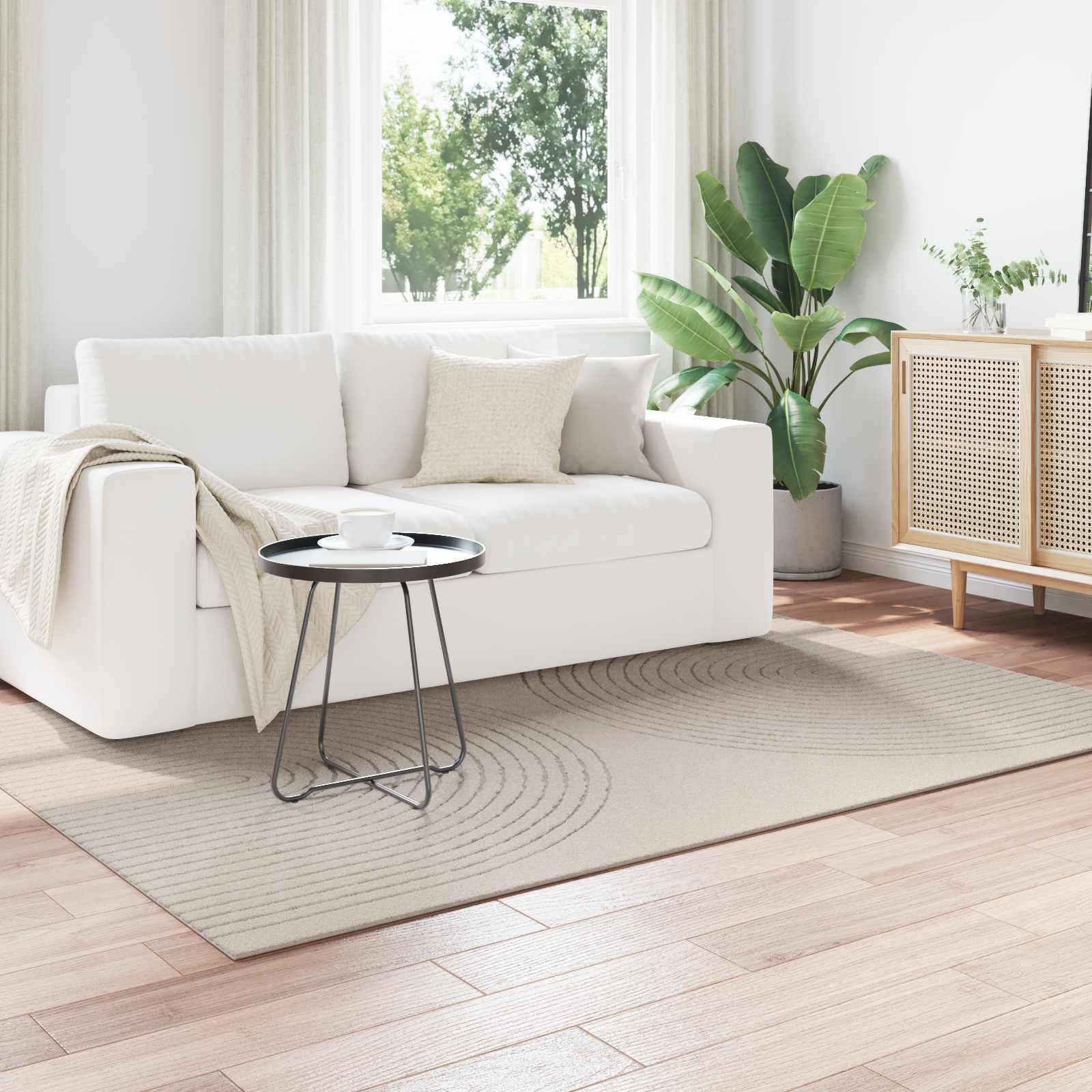 vidaXL Bereichsteppiche GALATI Creme 170 x 120 cm Polyester