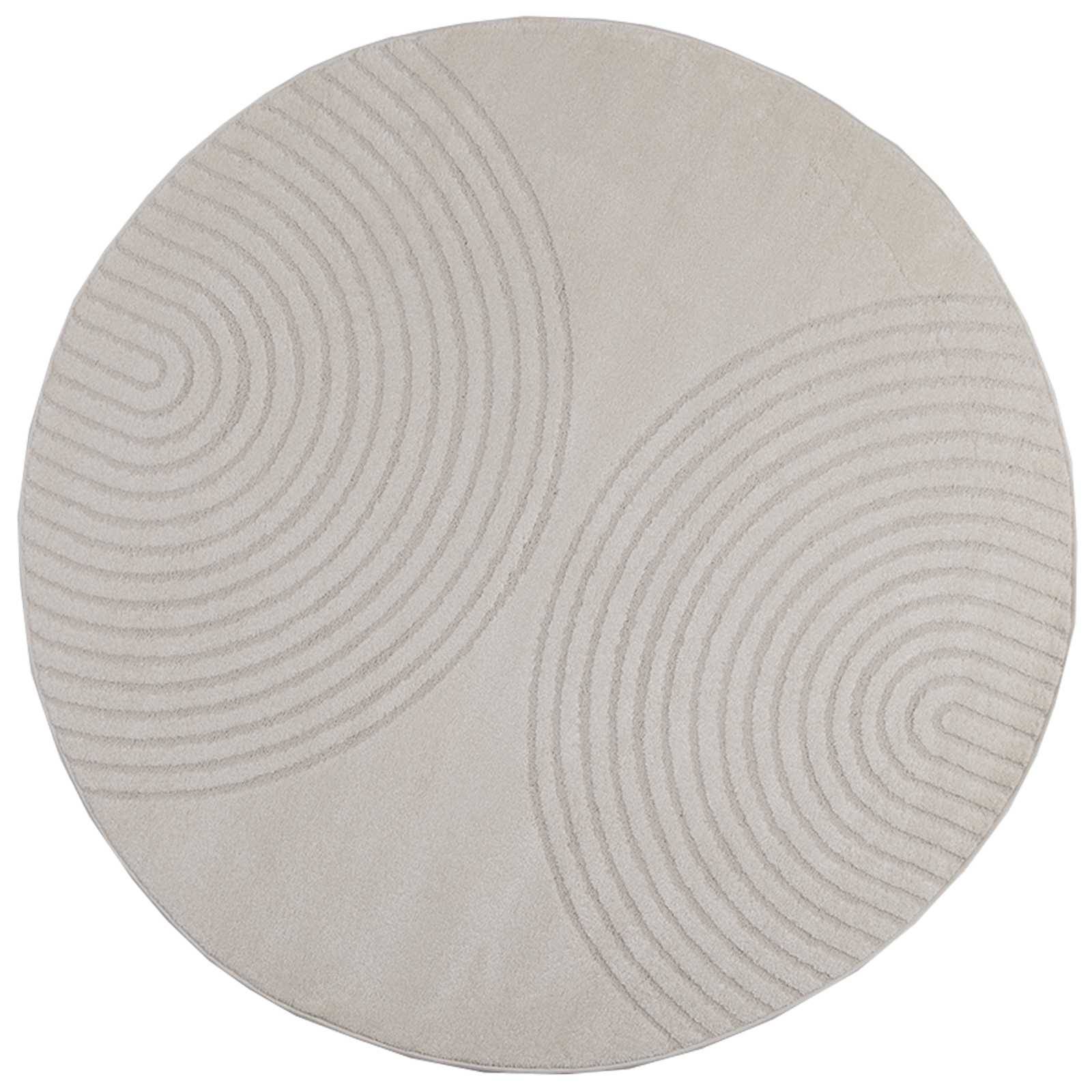 vidaXL Bereichsteppiche Rund GALATI Creme Ø 120 CM Polyester