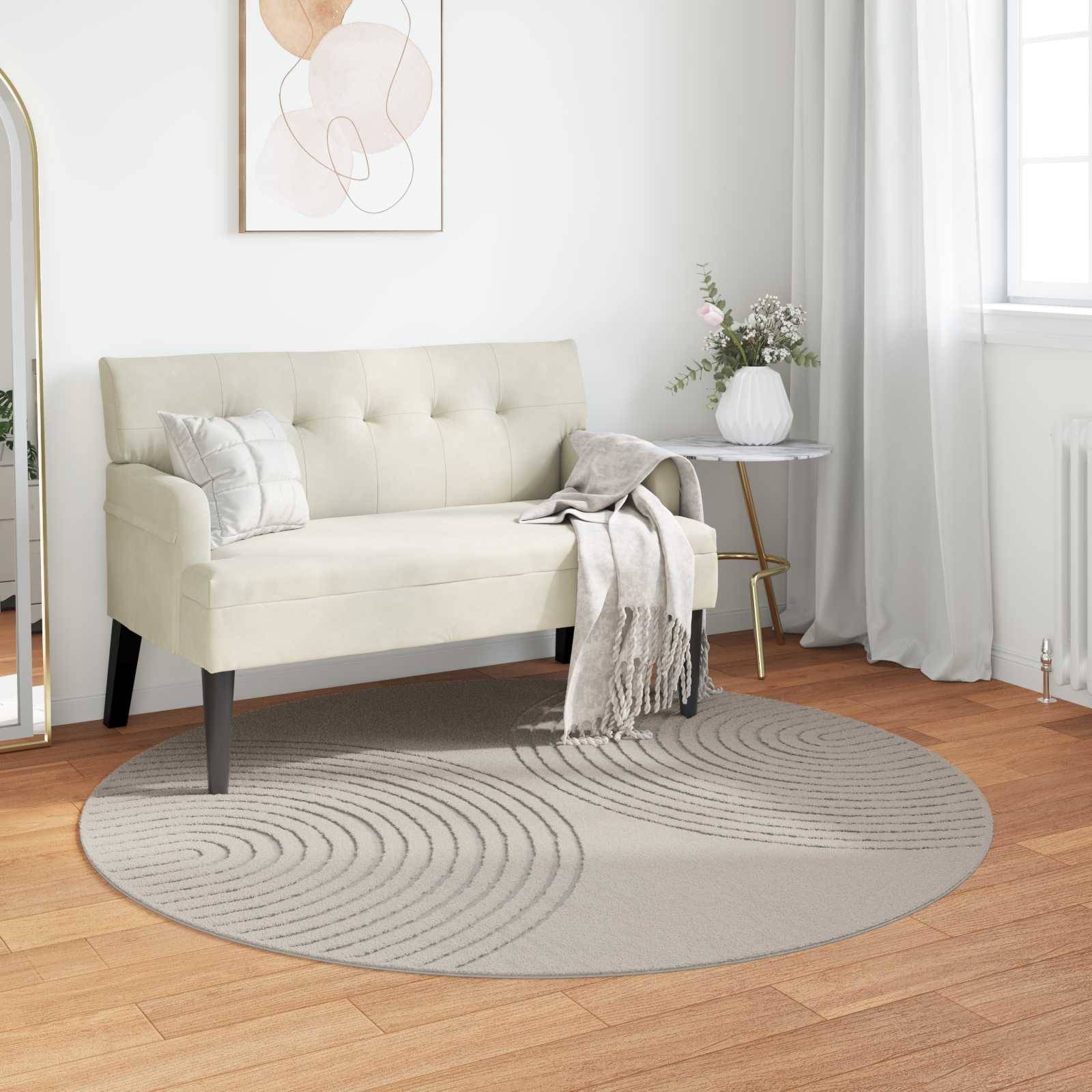 vidaXL Bereichsteppiche Rund GALATI Creme Ø 120 CM Polyester