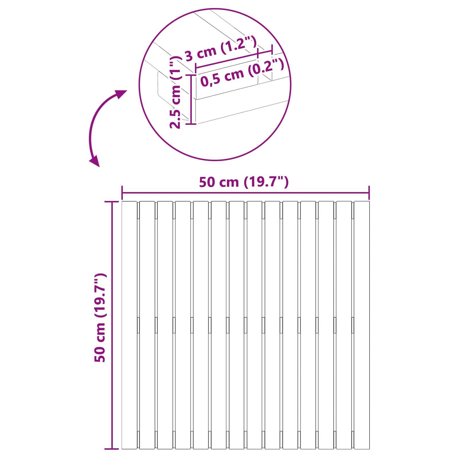 vidaXL Badematte Uni Braun 50 x 50 cm Holz