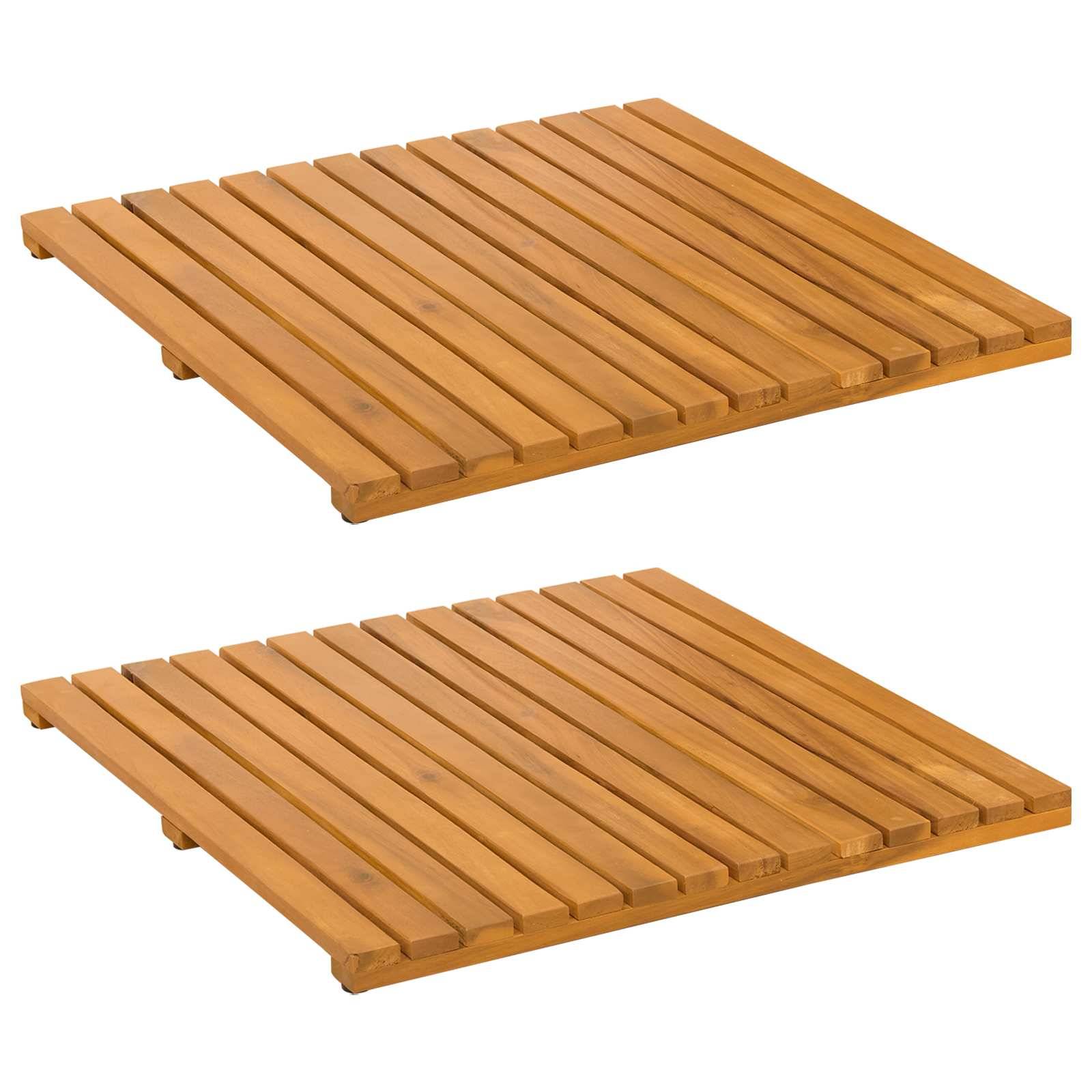 vidaXL Badematte Uni Braun 50 x 50 cm Holz