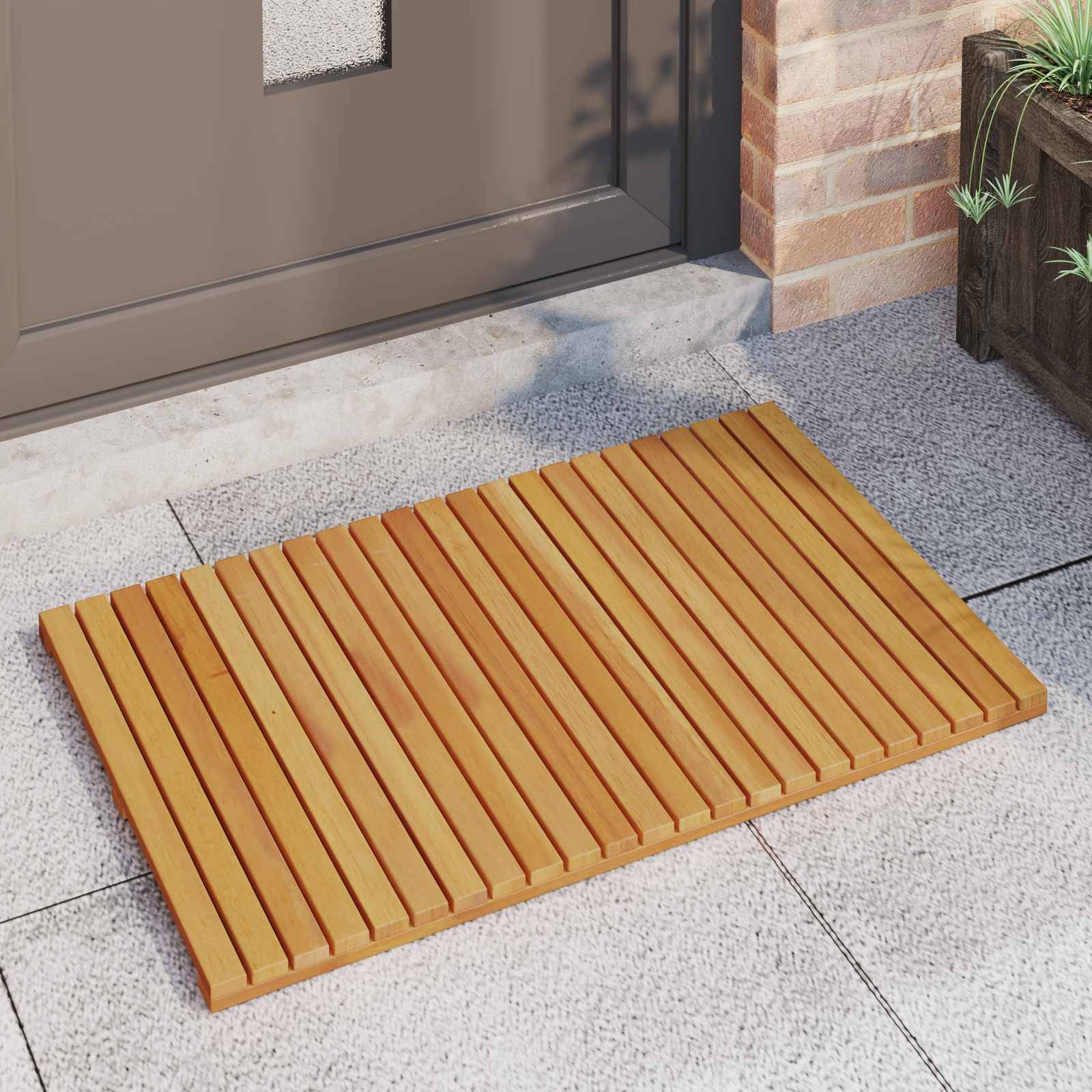vidaXL Badematte Uni Braun 80 x 50 cm Holz
