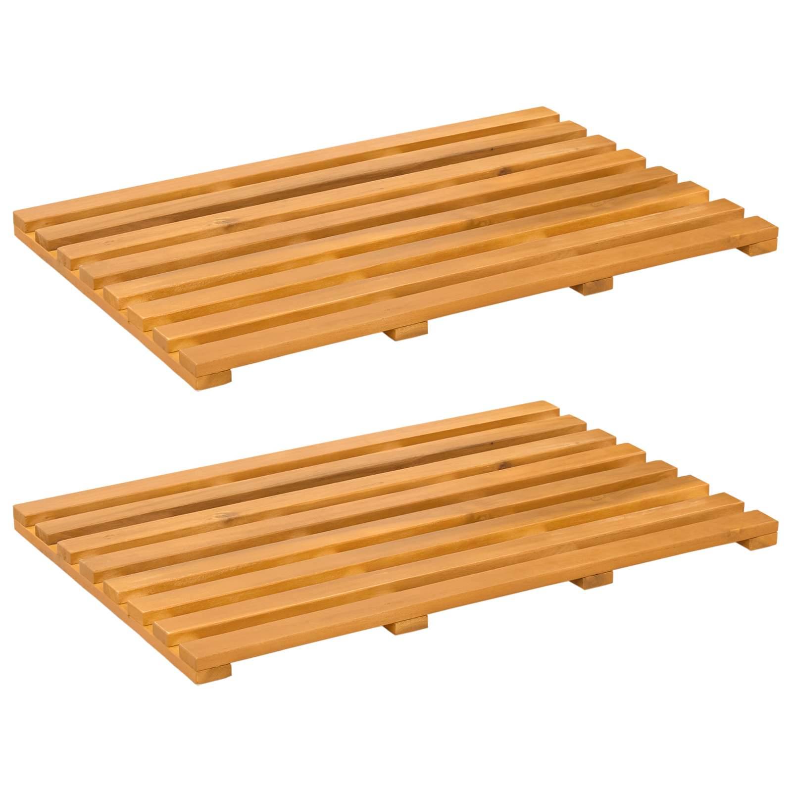 vidaXL Badematte Uni Braun 56 x 37 cm Holz