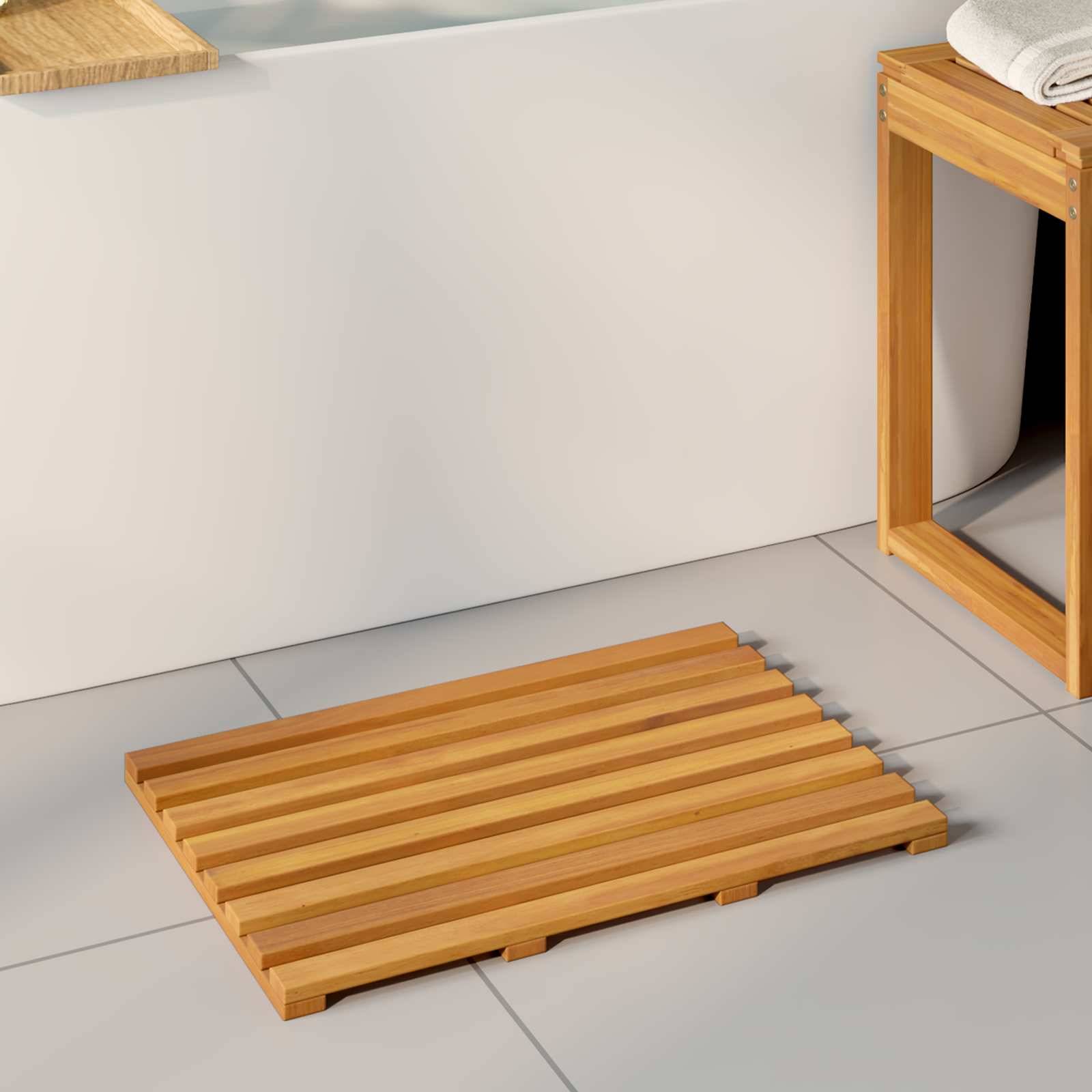 vidaXL Badematte Uni Braun 56 x 37 cm Holz