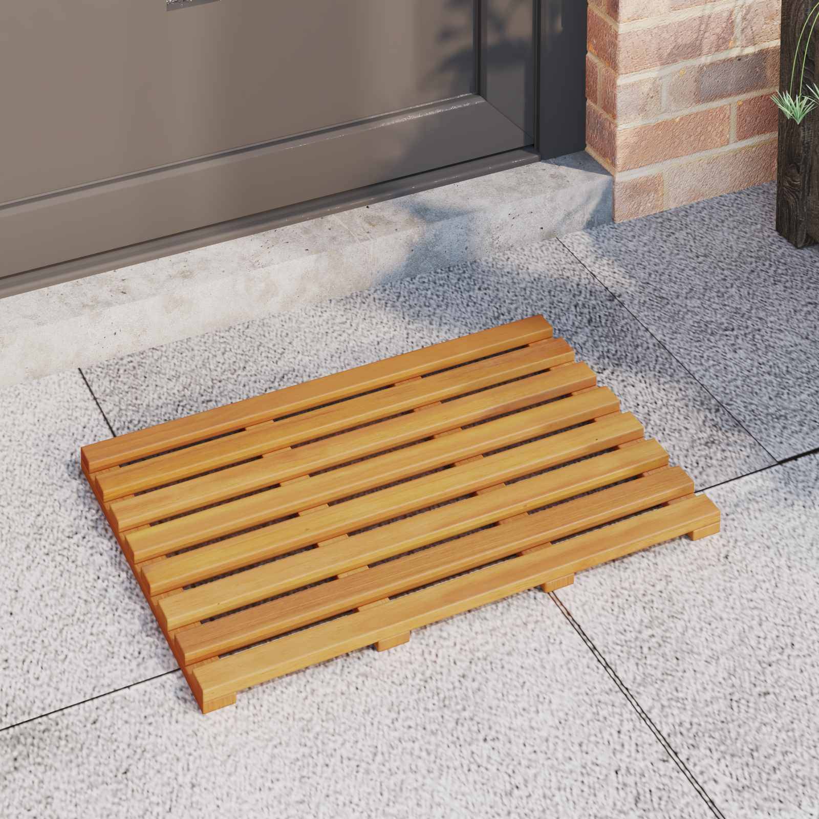 vidaXL Badematte Uni Braun 56 x 37 cm Holz