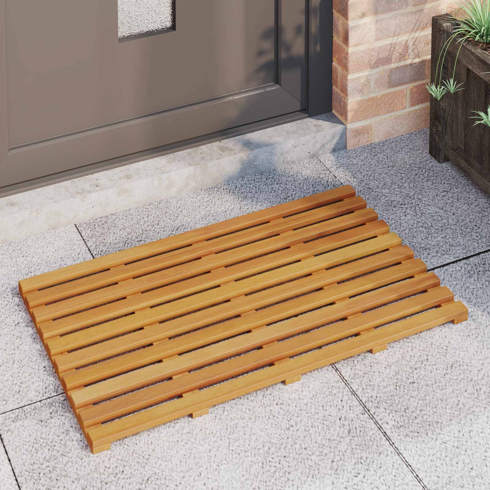 vidaXL Badematte Uni Braun 80 x 48 cm Holz
