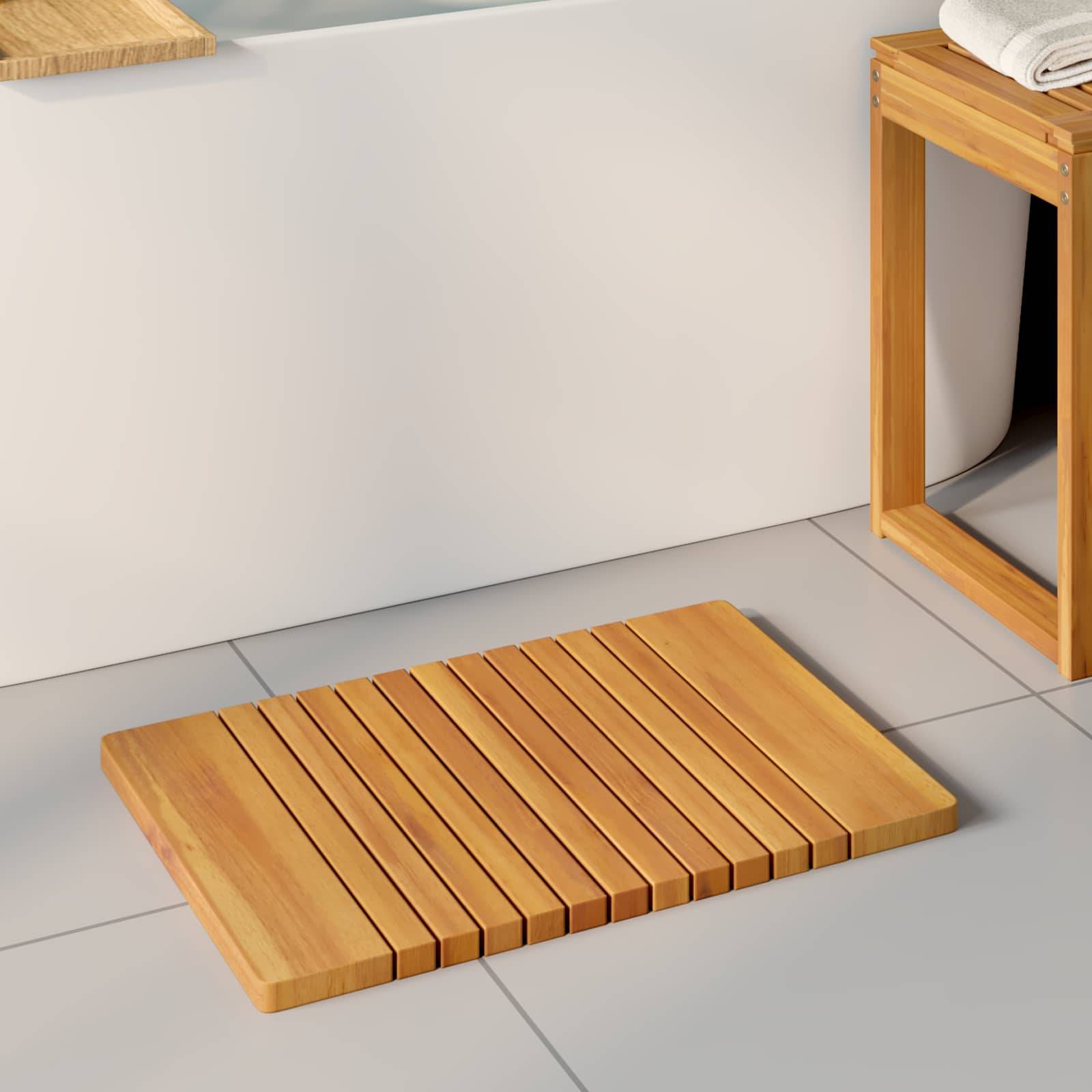 vidaXL Badematte Uni Braun 59 x 40 cm Holz