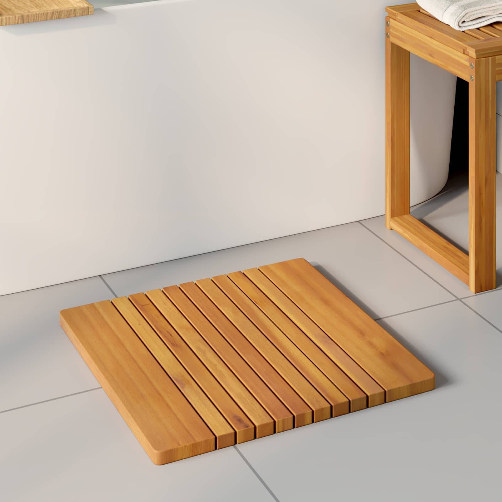 vidaXL Badematte Uni Braun 52 x 50 cm Holz