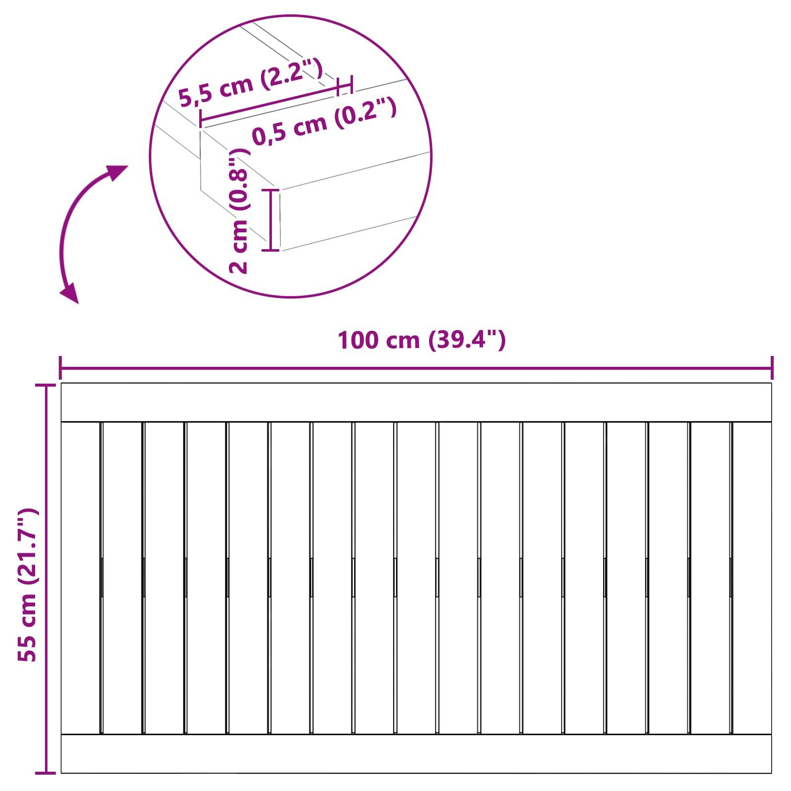 vidaXL Badematte Uni Braun 100 x 55 cm Holz