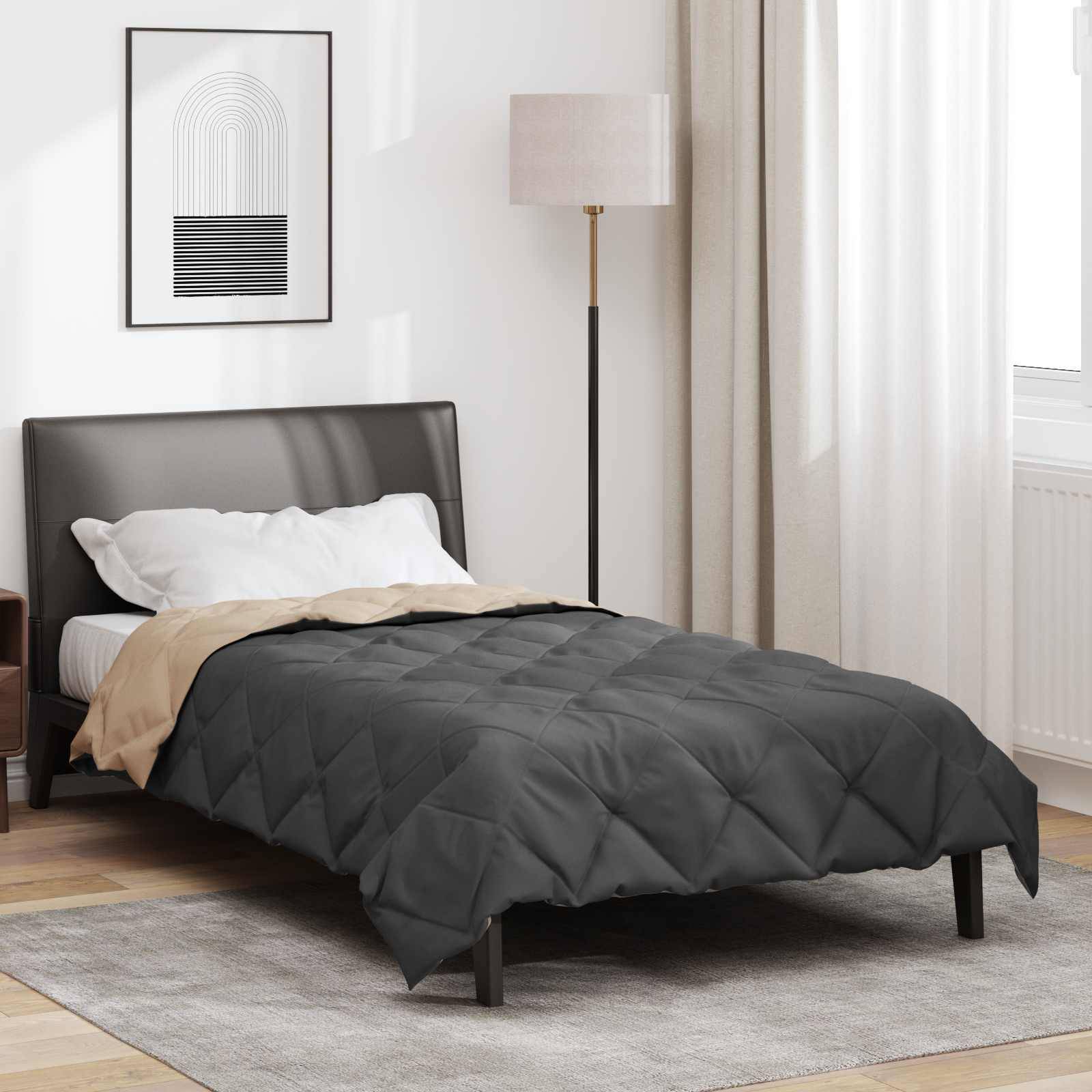 vidaXL Ganzjahresbettdecke Anthrazit und Taupe 135 x 220 cm Mikrofaser