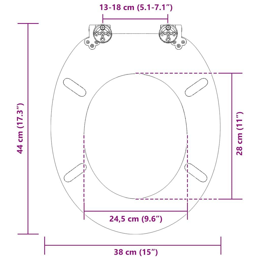 vidaXL Soft-Close Toilettensitz Grau 44 x 38 cm MDF-Platte