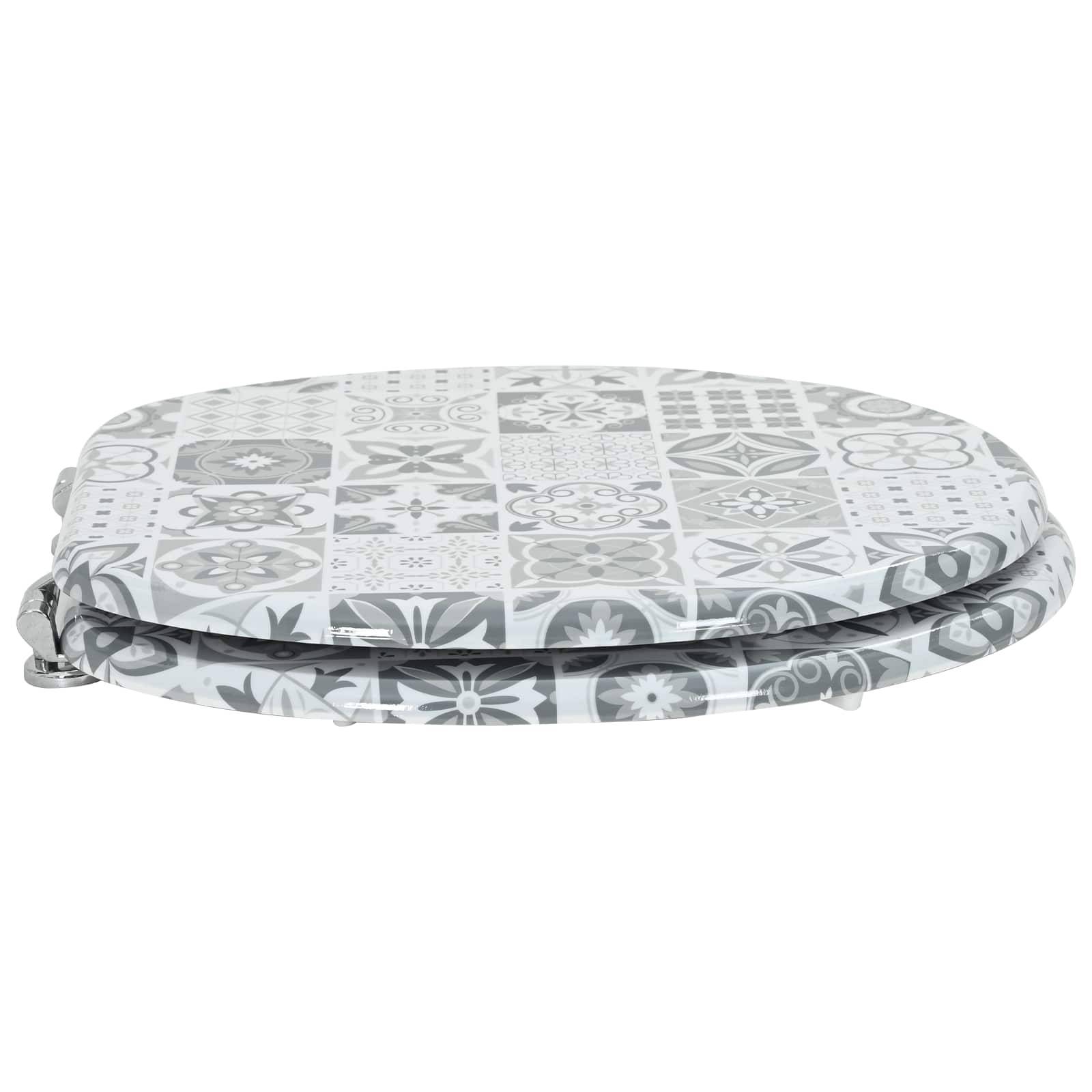 vidaXL Soft-Close Toilettensitz Grau 44 x 38 cm MDF-Platte