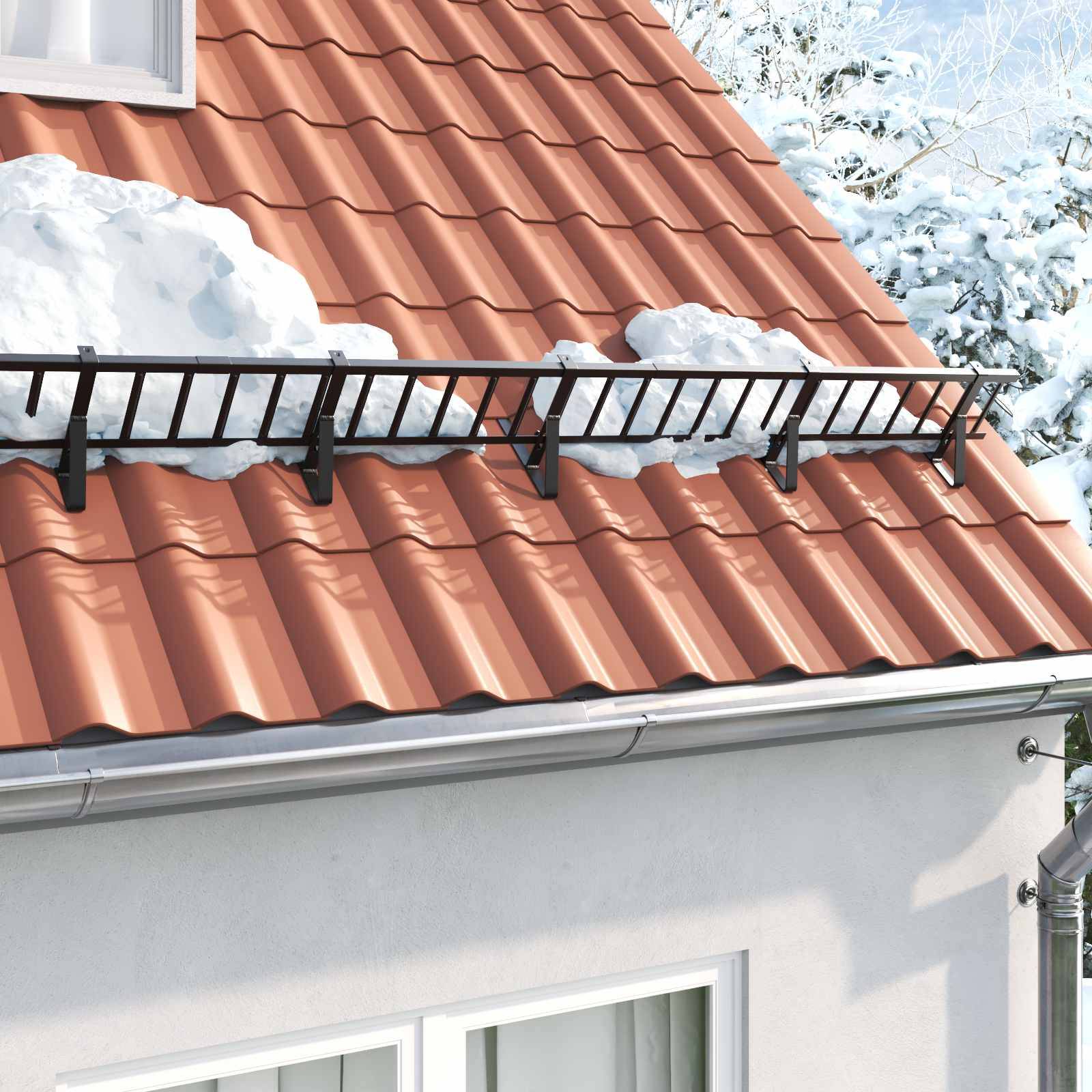 vidaXL Dachschneeschild Schwarz 100 x 29,5 x 34,5 cm Stahl