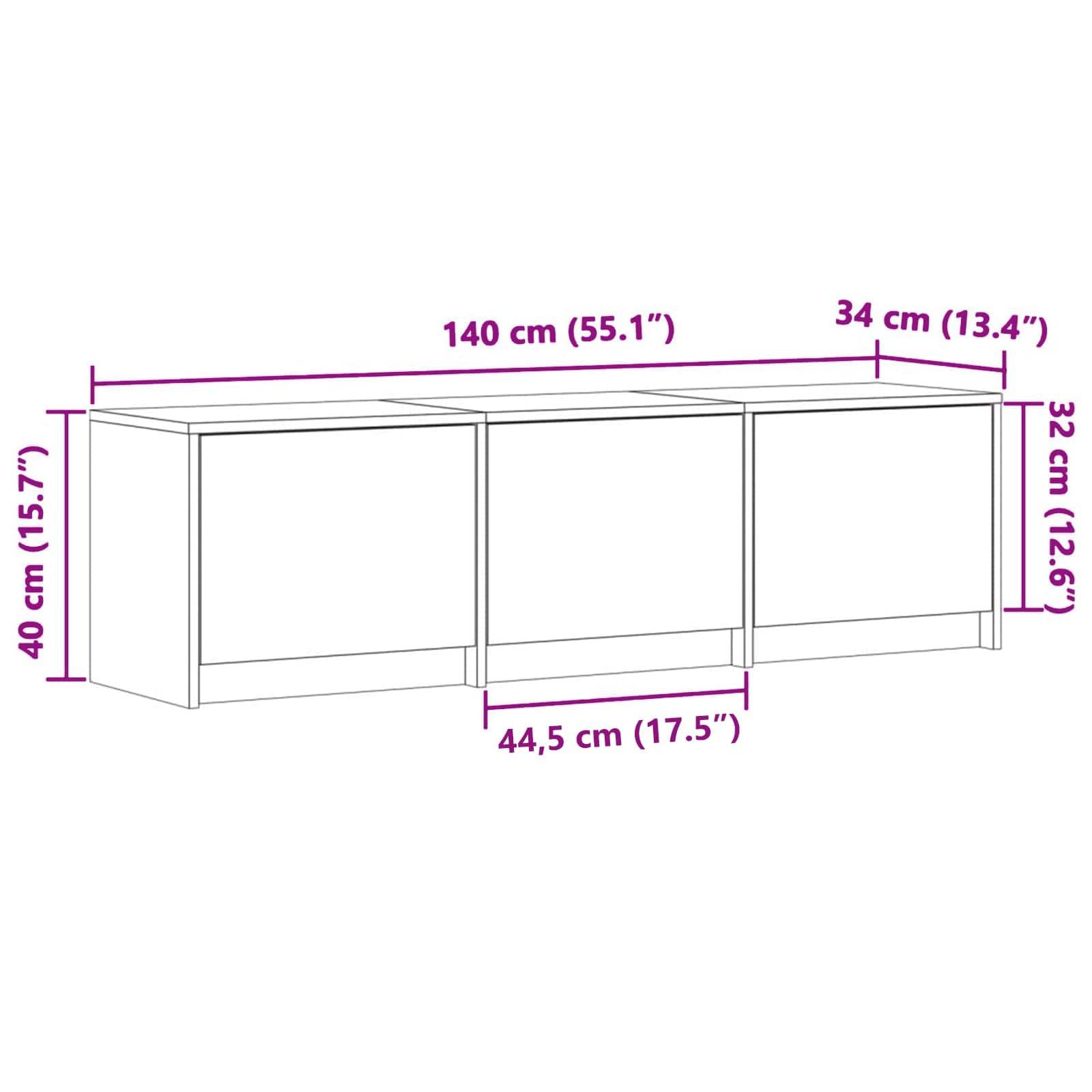 vidaXL TV-Schränk mit LED Weiß 140 x 34 x 40 cm Holzwerkstoff