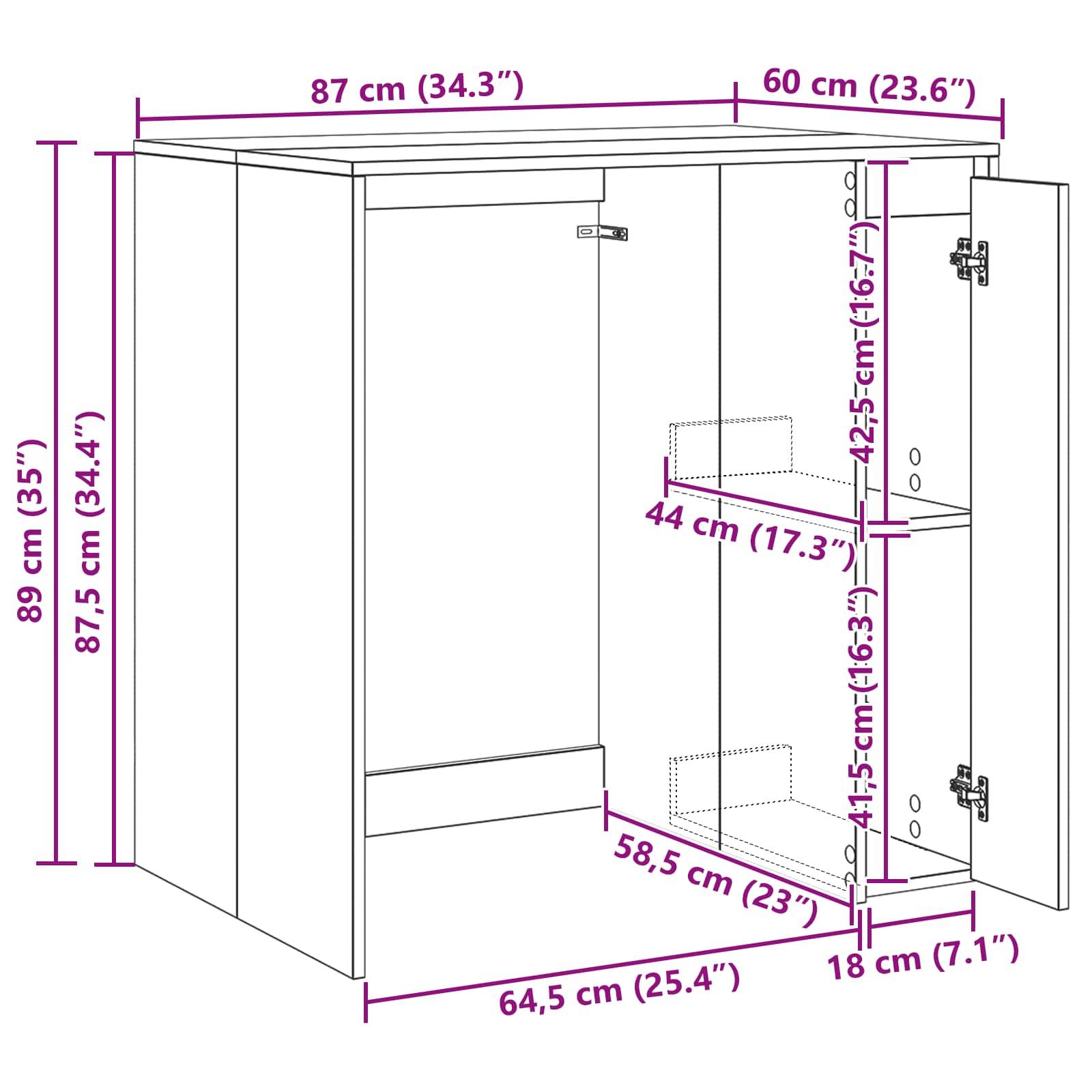 vidaXL Waschmaschinen-Schrank Sonoma 87 x 60 x 89 cm Holzwerkstoff