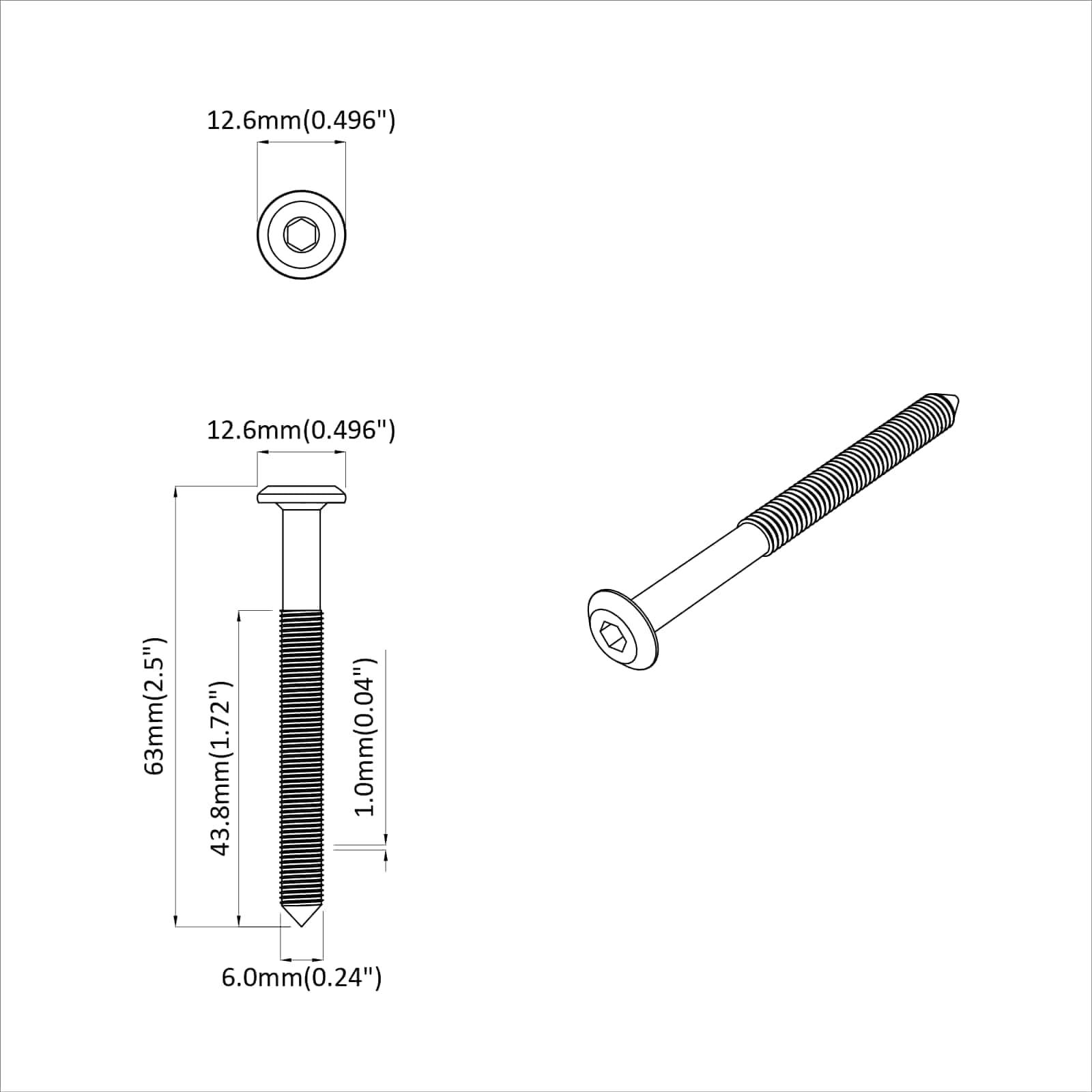 vidaXL Schraube 2 pcs Silber M6 x 60 mm Stahl