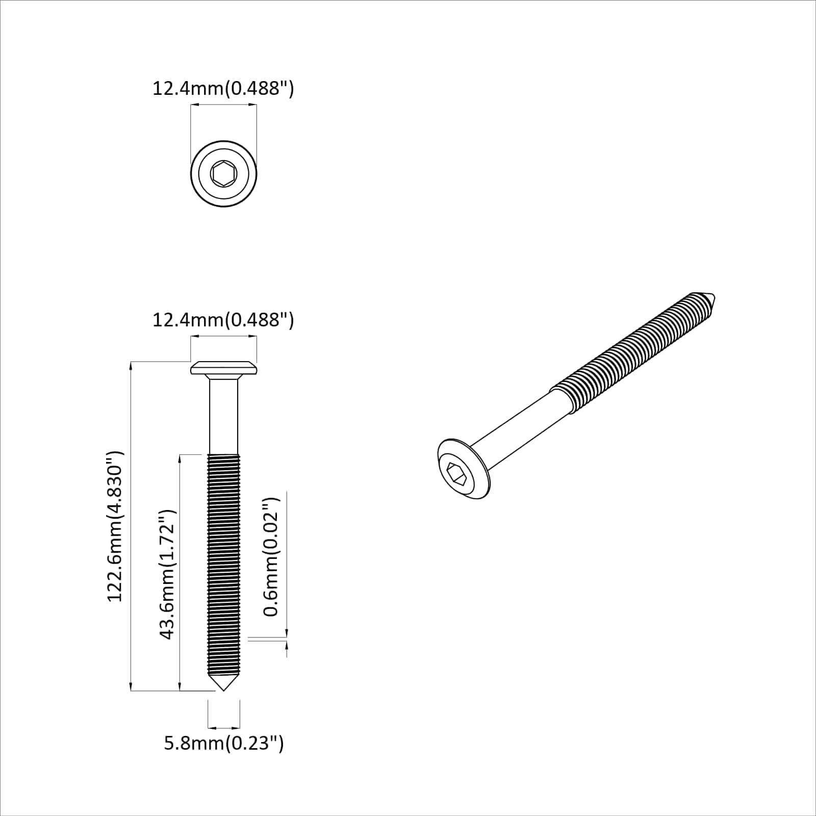 vidaXL Schraube 2 pcs Silber M6 x 120 mm Stahl