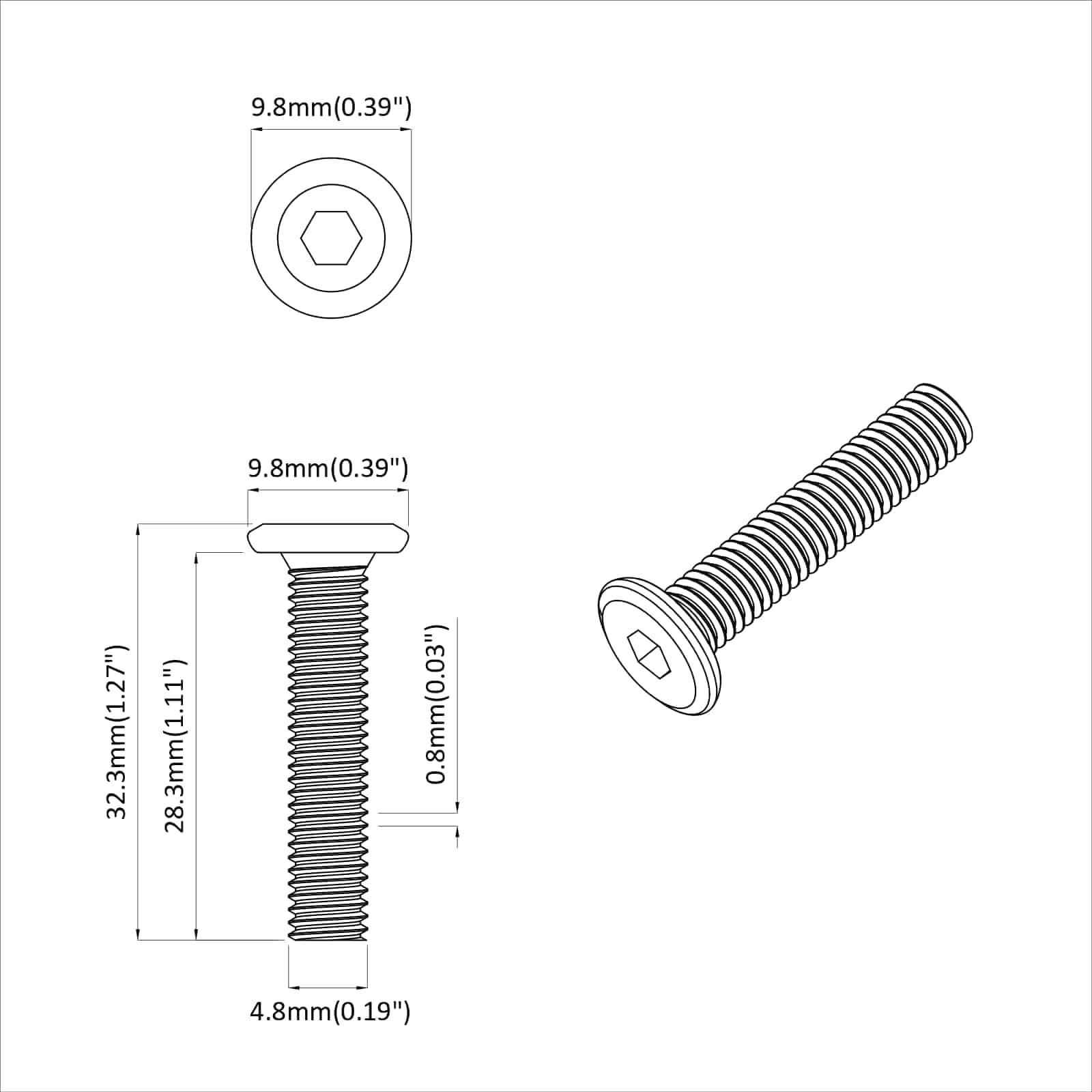 vidaXL Schraube 2 pcs Silber 5 x 30 mm Eisen