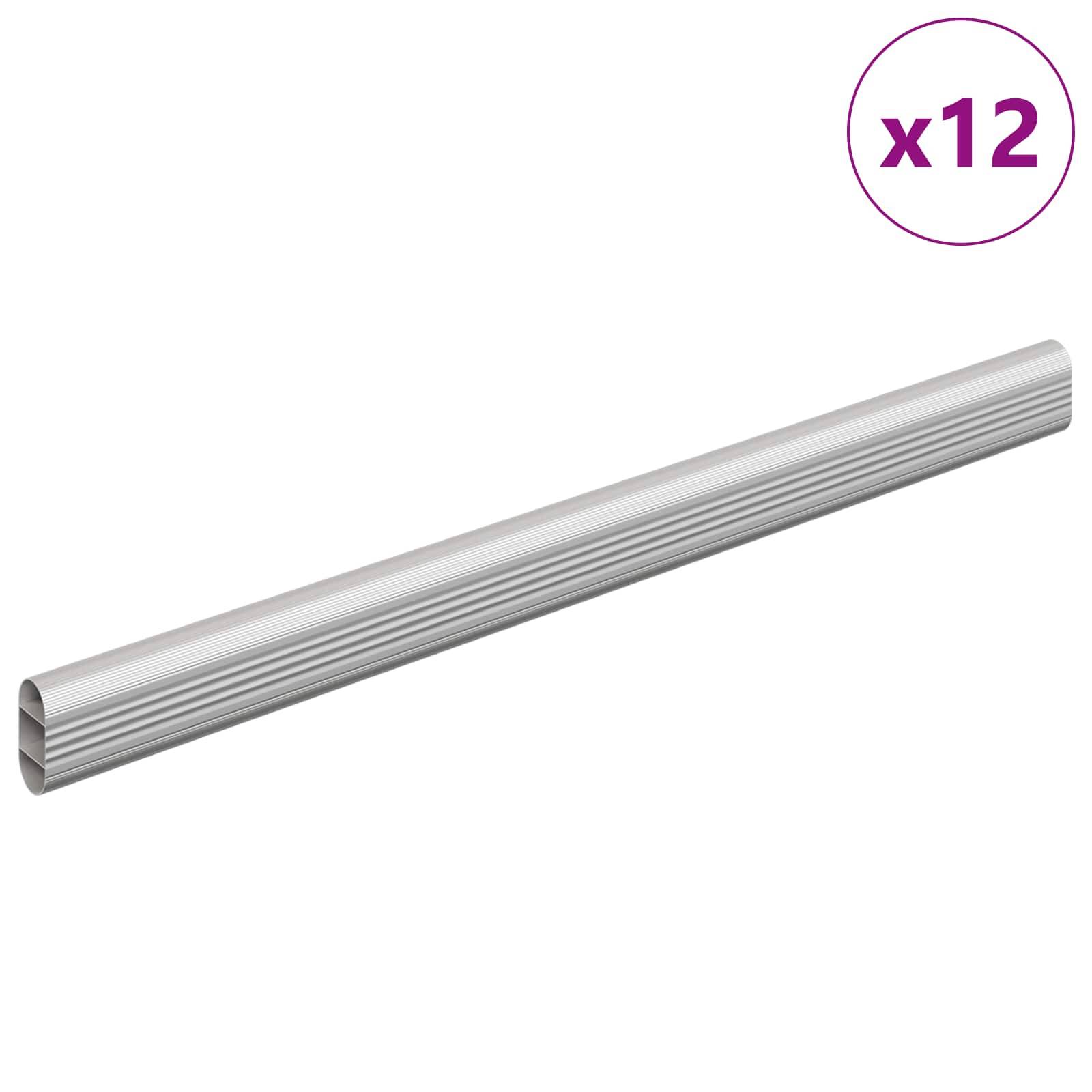 vidaXL Kleiderstange 12 pcs Silber 764 x 15 x 29 mm Aluminiumlegierung