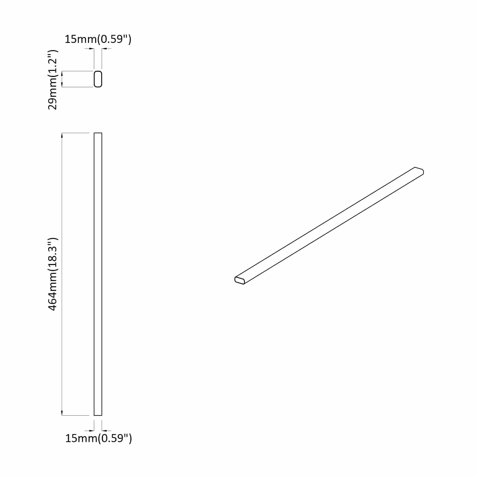 vidaXL Kleiderstange 2 pcs Silber 464 x 15 x 29 mm Aluminiumlegierung