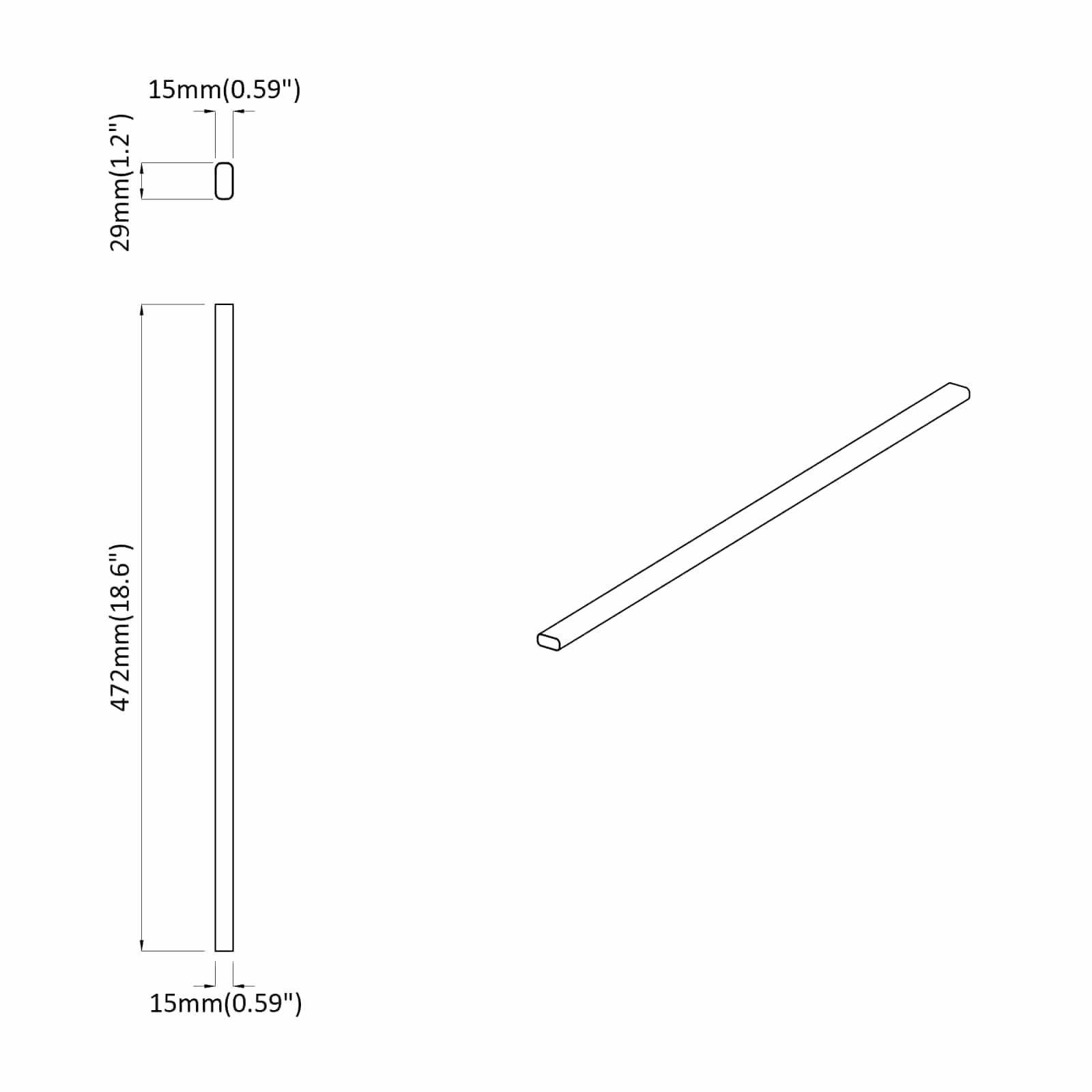 vidaXL Kleiderstange 2 pcs Silber 472 x 15 x 29 mm Aluminiumlegierung