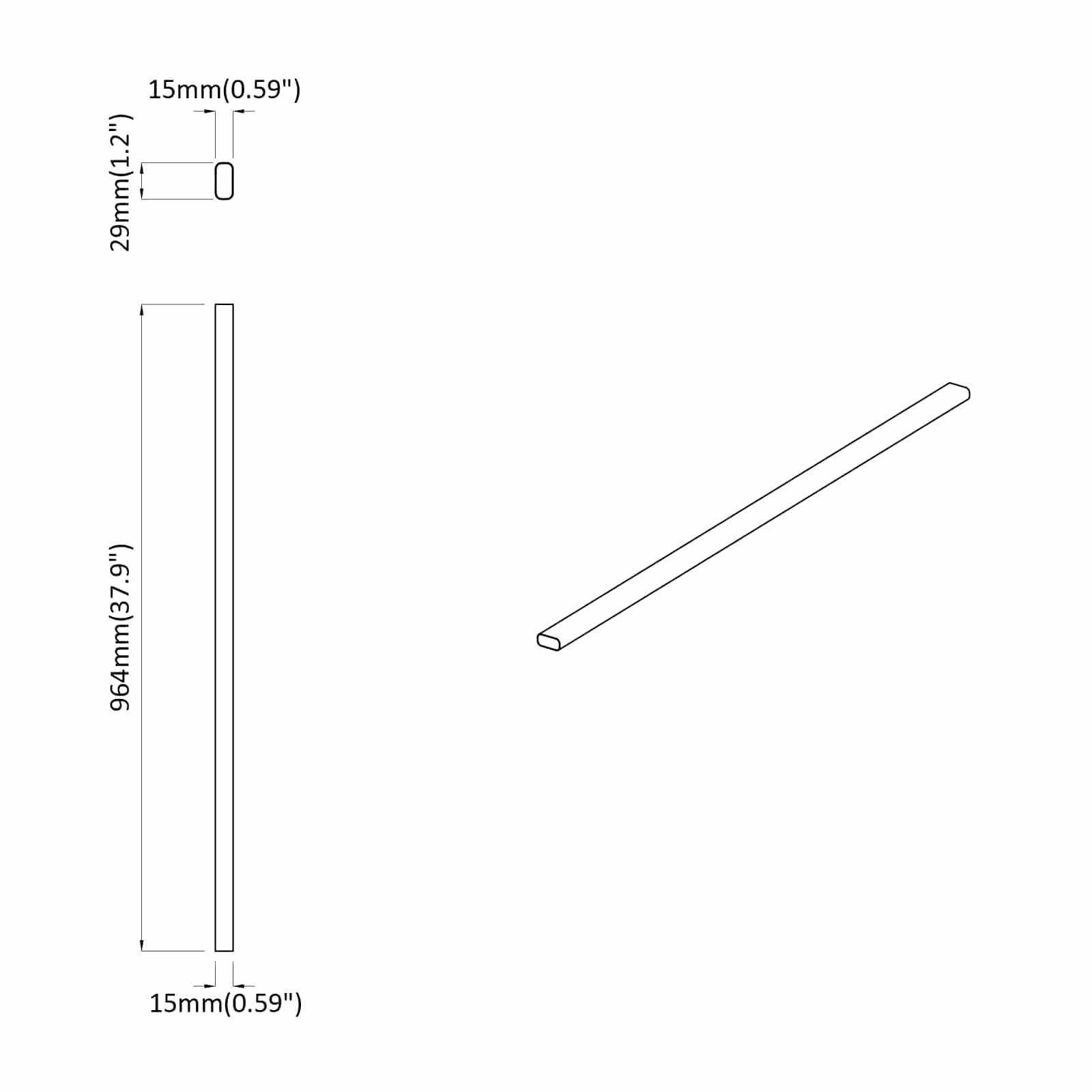 vidaXL Kleiderstange 2 pcs Silber 964 x 15 x 29 mm Aluminiumlegierung