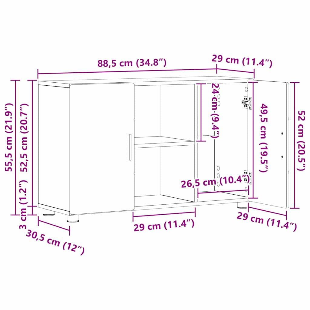 vidaXL Sideboard mit Regal FLORIN Sonoma-Eiche 88,5 x 30,5 x 55,5 cm