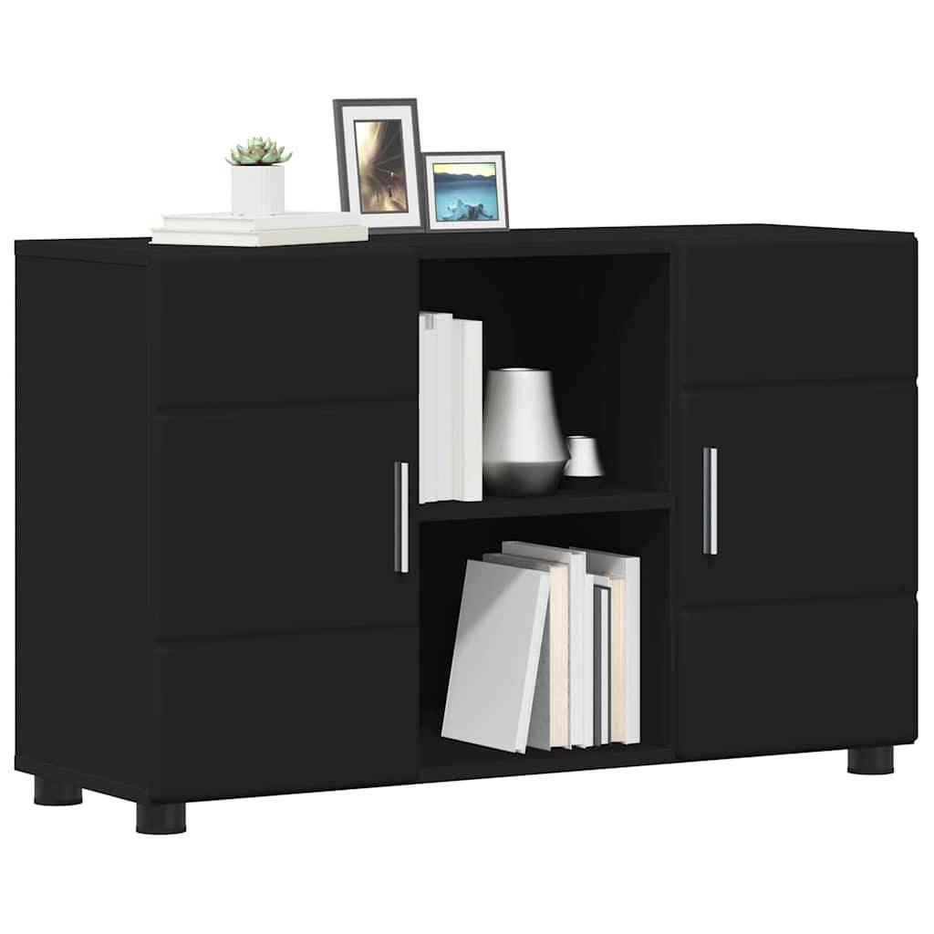 vidaXL Sideboard FLORIN Schwarz 88,5 x 30,5 x 55,5 cm Holzwerkstoff