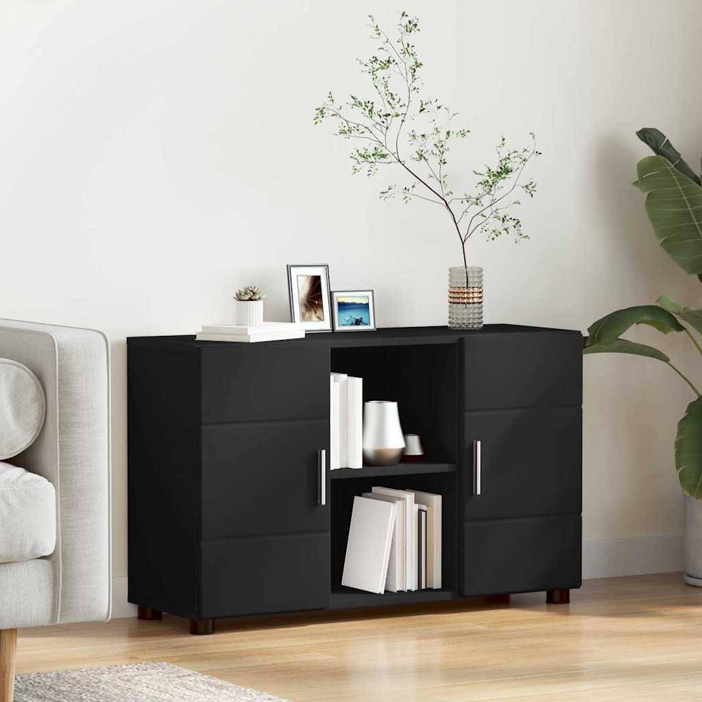 vidaXL Sideboard FLORIN Schwarz 88,5 x 30,5 x 55,5 cm Holzwerkstoff