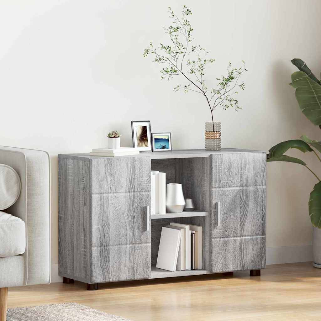 vidaXL Sideboard mit Regal FLORIN Graues Sonoma 88,5 x 30,5 x 55,5 cm