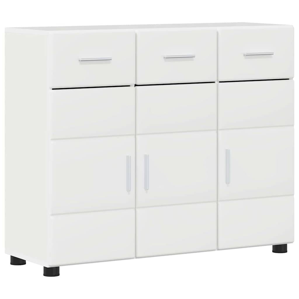 vidaXL Sideboard mit Regal FLORIN Hochglanz Weiß 88,5 x 30,5 x 73 cm